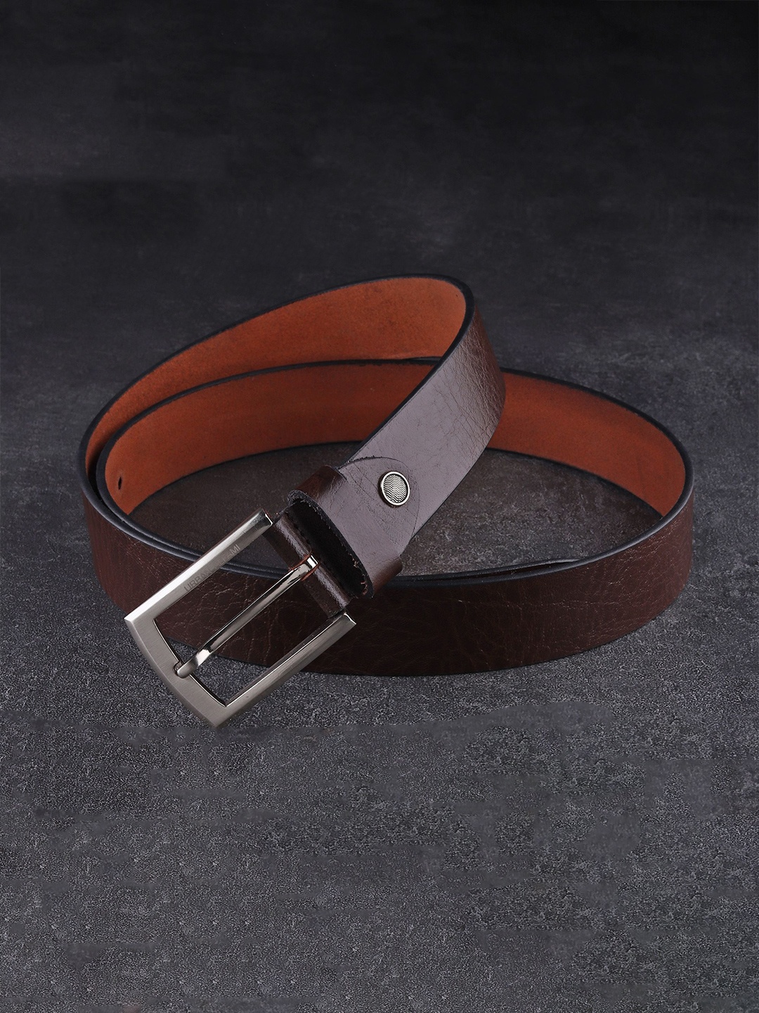 

Metronaut Men Textured Leather Formal Belt, Brown