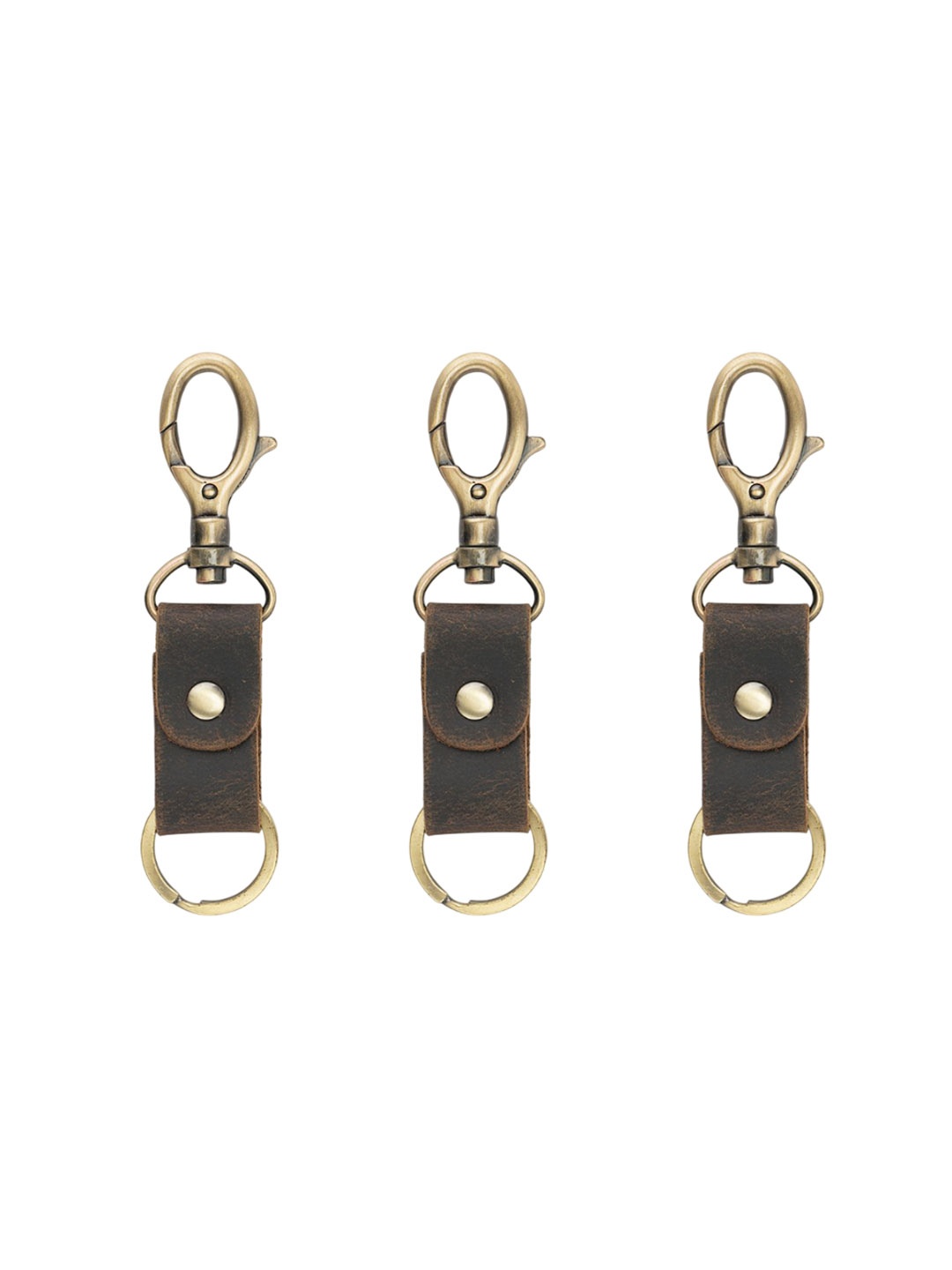 

Goatter Genuine Leather Set of Three Key Chains, Coffee brown