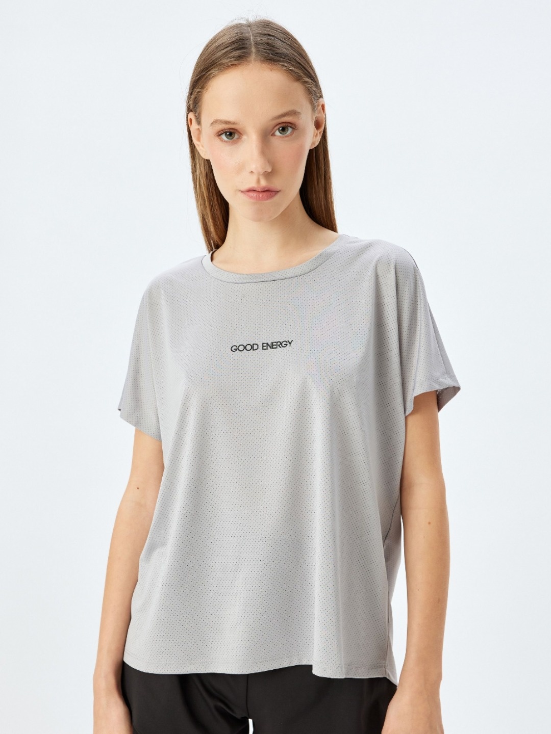 

Koton Women Typography Printed Round Neck Relaxed Fit T-shirt, Grey
