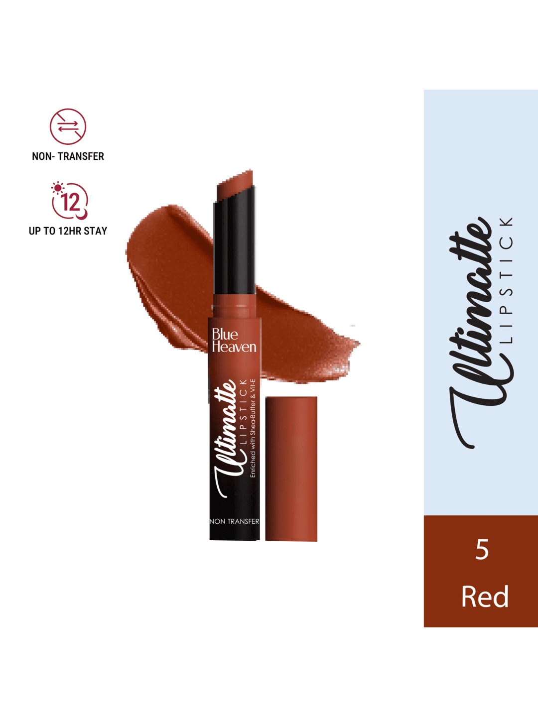 

Blue Heaven Ultimatte Non-Transfer Smudge Proof Waterproof Lipstick - Red 05, Rust