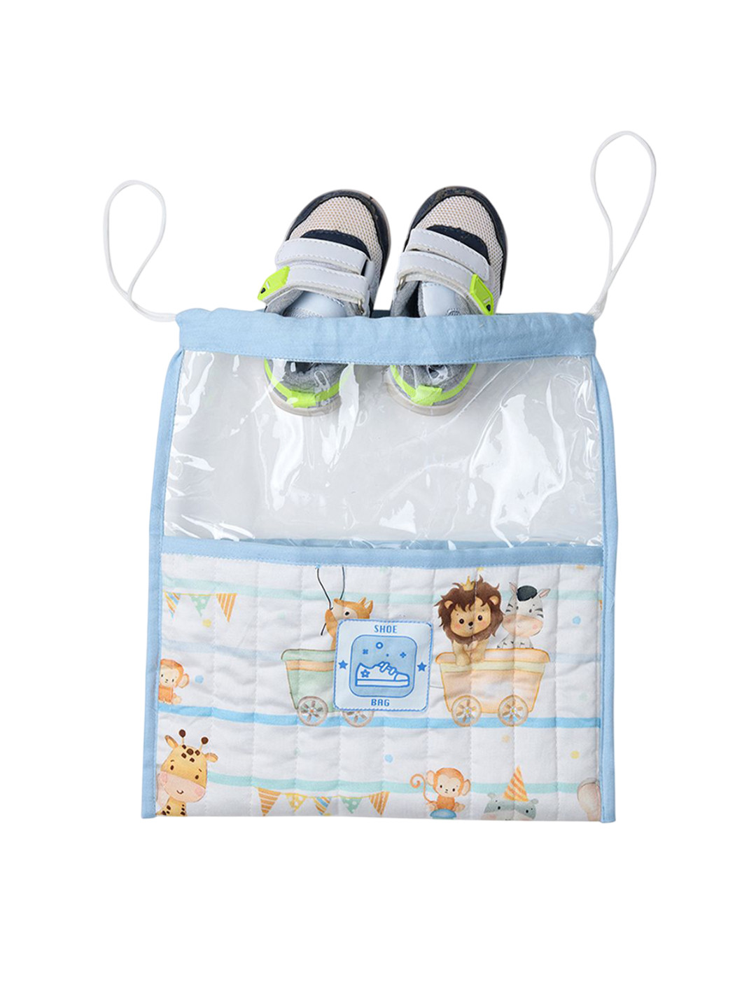 

Fancy Fluff Kids Joy Ride Printed Organic Shoe Bag, Blue