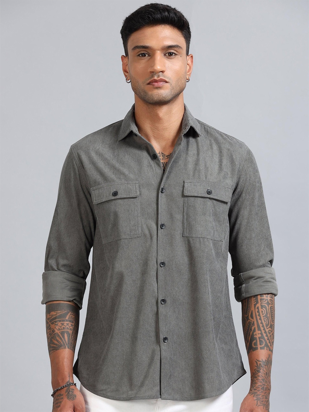 

HOUSE OF MAHNOTS Men Classic Opaque Casual Shirt, Grey