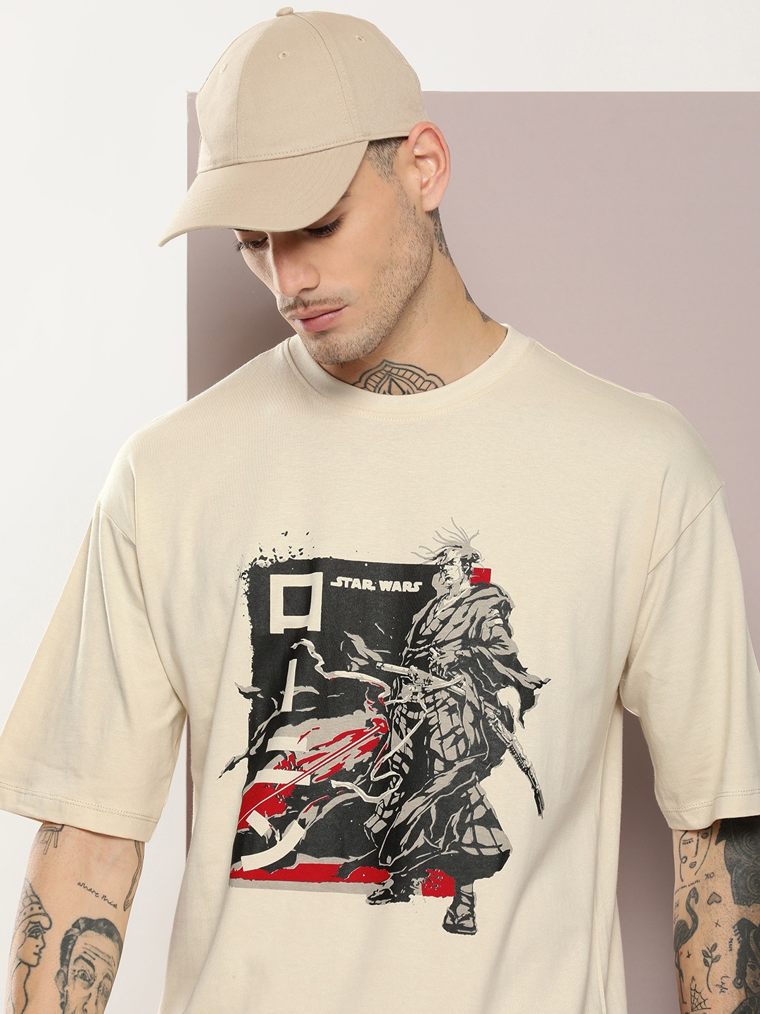 

Kook N Keech Star Wars Printed Pure Cotton Oversized T-shirt, Cream