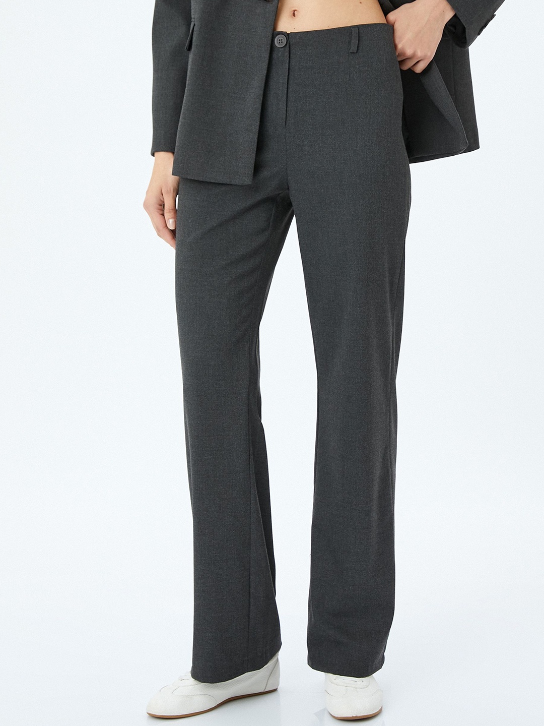 

Koton Women Regular Fit Mid-Rise Formal Trousers, Grey