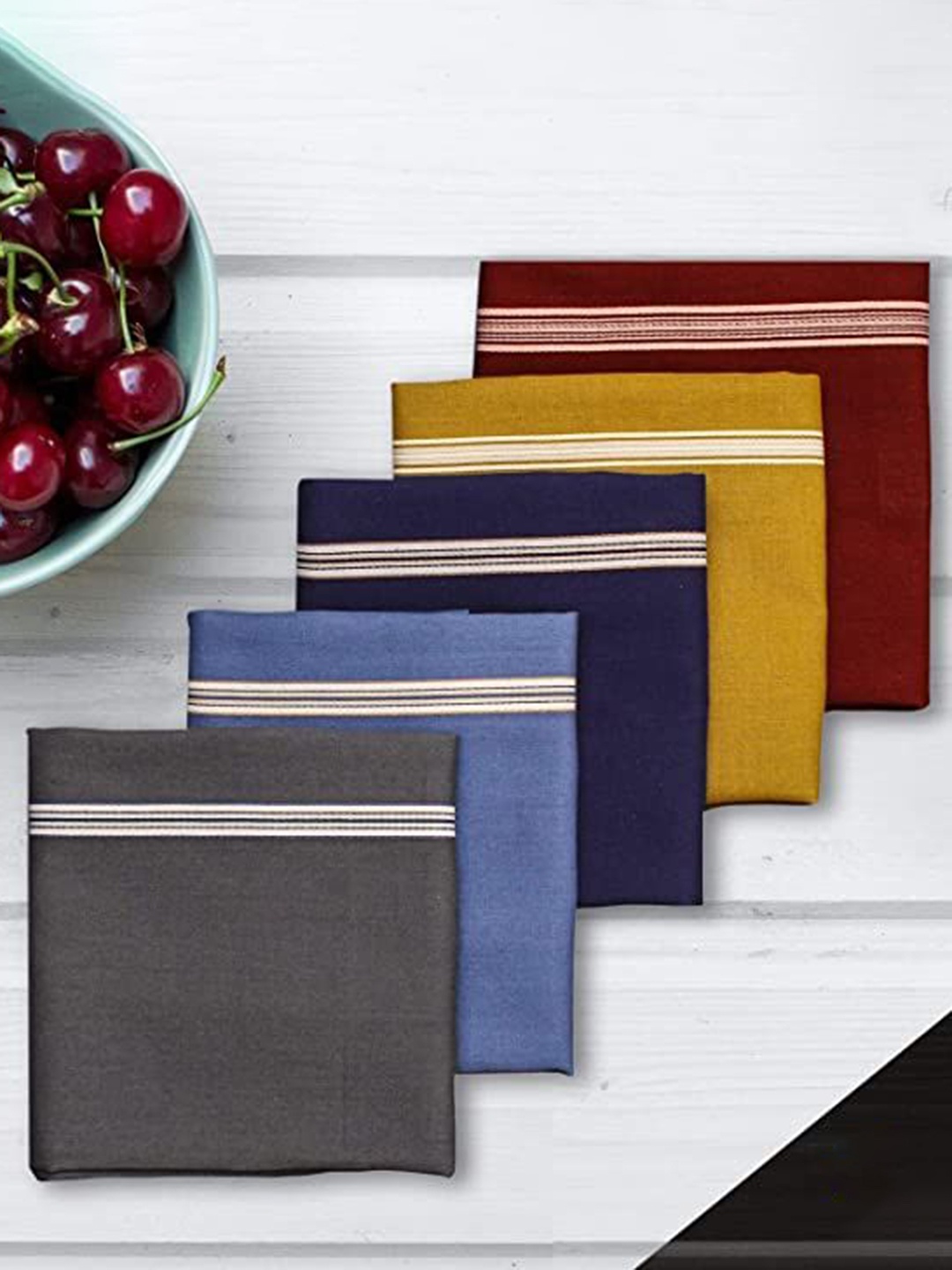 

Caruso ITALY Pack Of 5 Square Pure Cotton Handkerchief, Maroon
