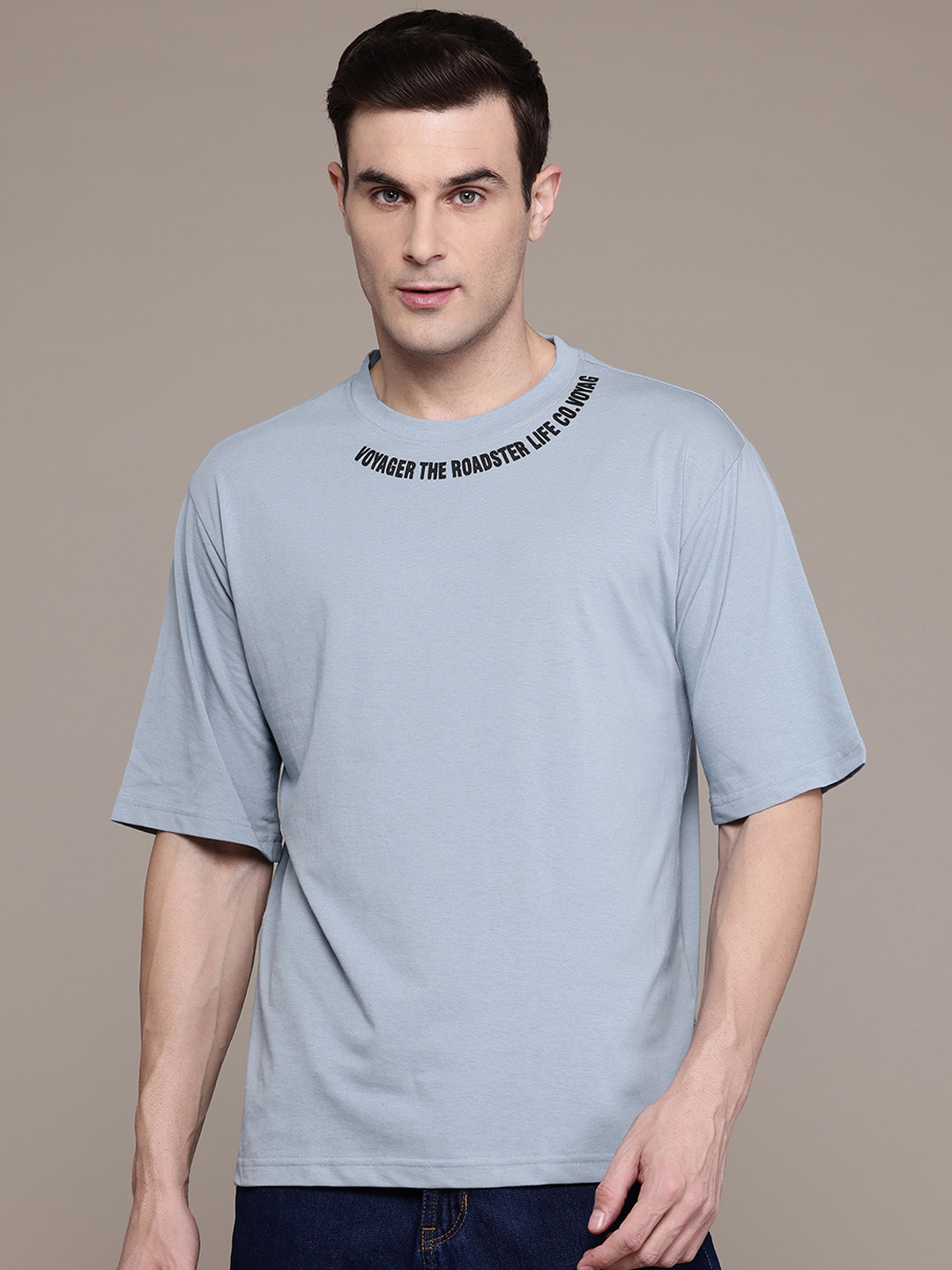 

The Roadster Lifestyle Co. Printed Oversized T-shirt, Grey