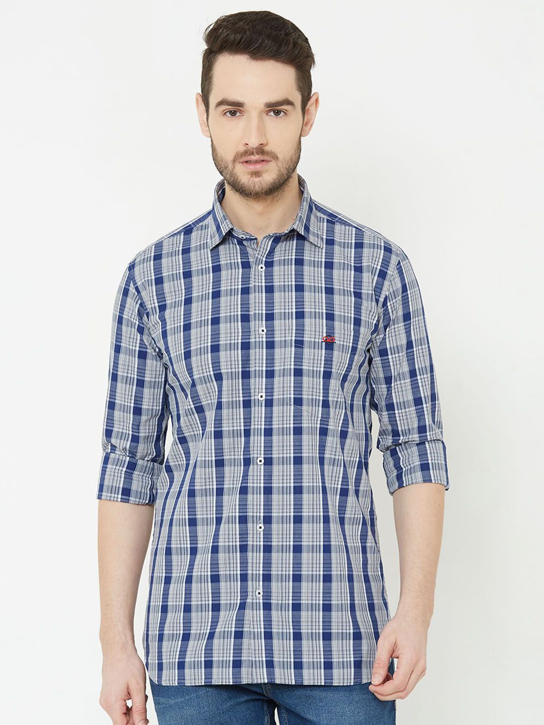 

Khatuji706 Men Comfort Opaque Printed Casual Shirt, Blue
