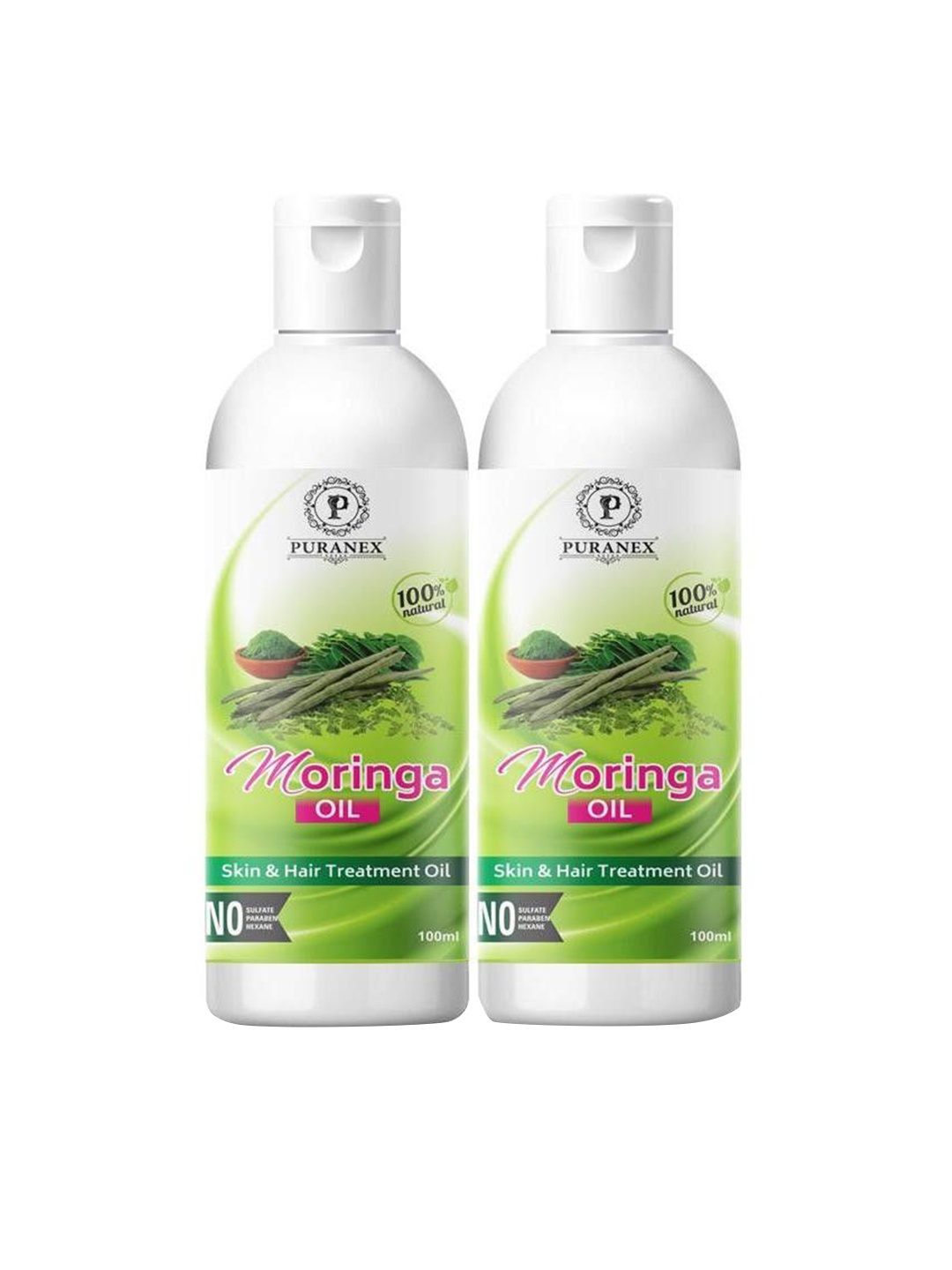 

Puranex Set Of 2 Pure Moringa Oil -100 ml Each, Transparent
