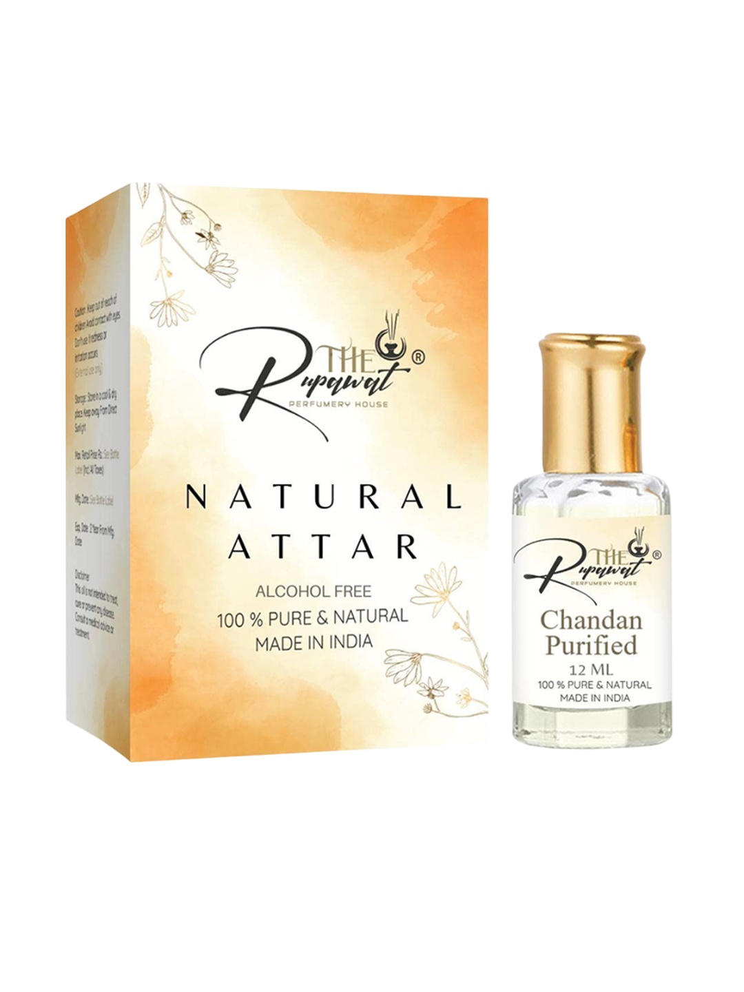 

THE RUPAWAT Perfumery House Chandan Purified Pure & Natural Alcohol-Free Attar - 12 ml, Transparent