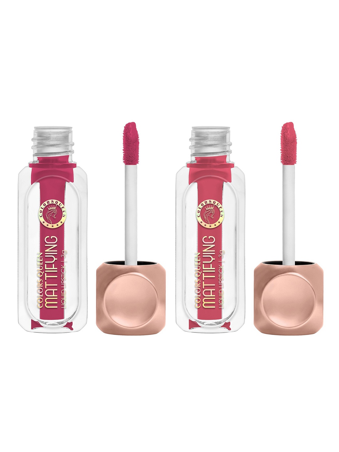 

Colors Queen Mattifying Set Of 2 Non-Transfer Lipstick 3 ml Each - Nude Toast 07 & Flamingo 17, Pink