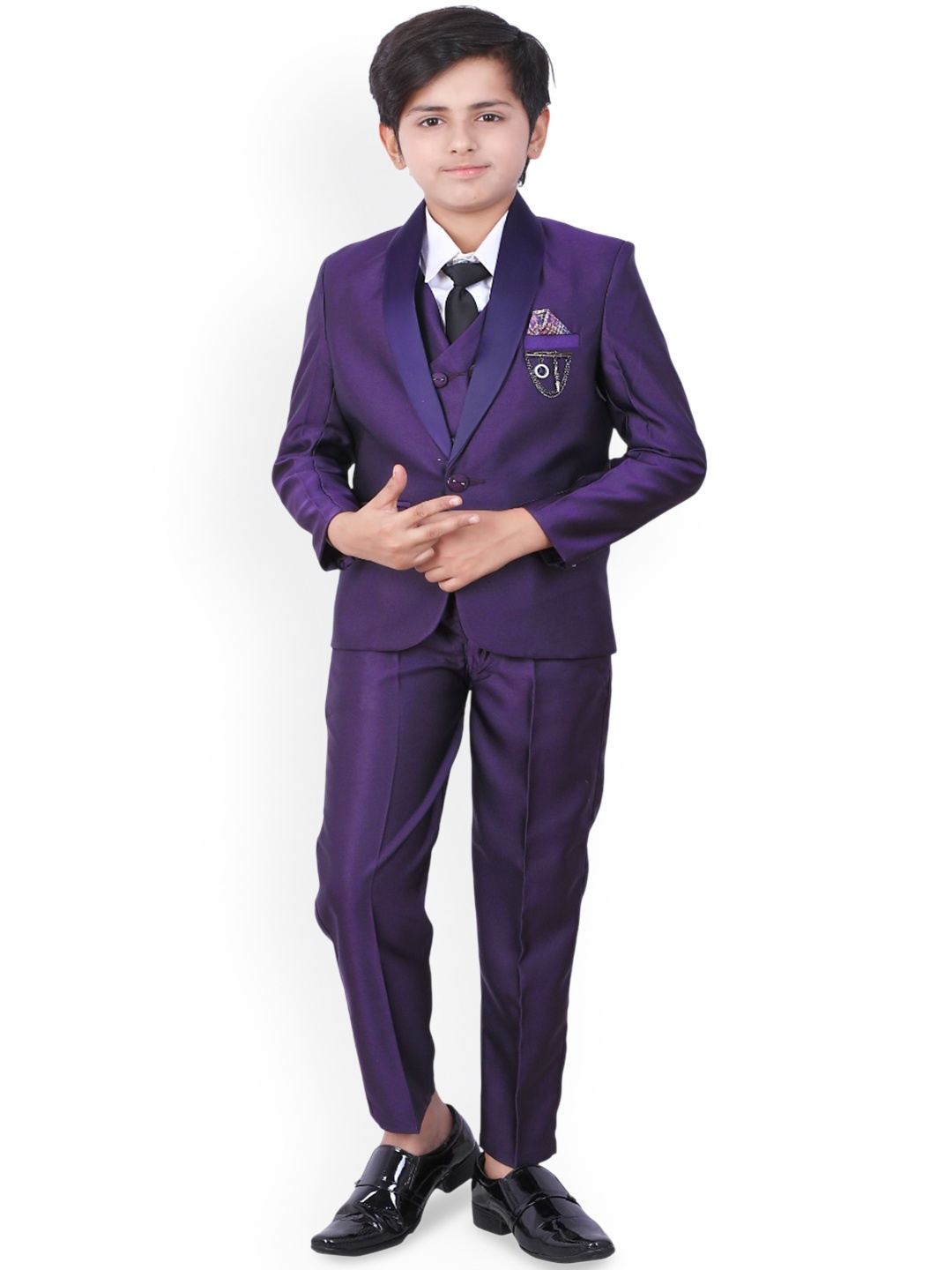 

BAESD Boys Single-Breasted 5 Piece Suits, Purple