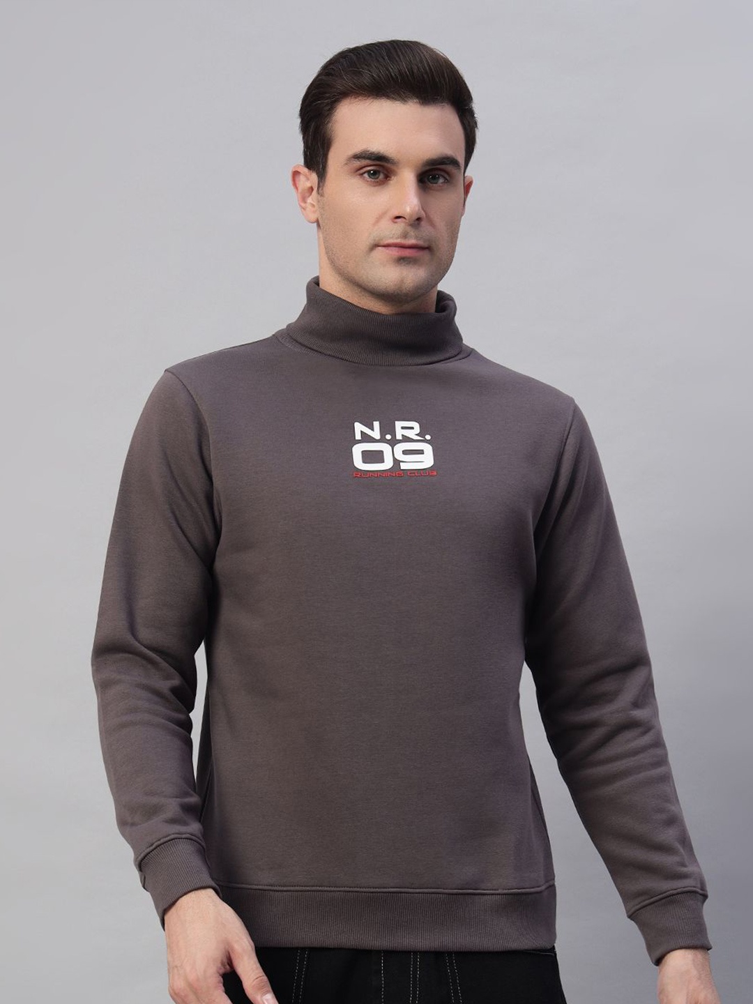 

FCK GOLD Men Turtle Neck Sweatshirt, Grey