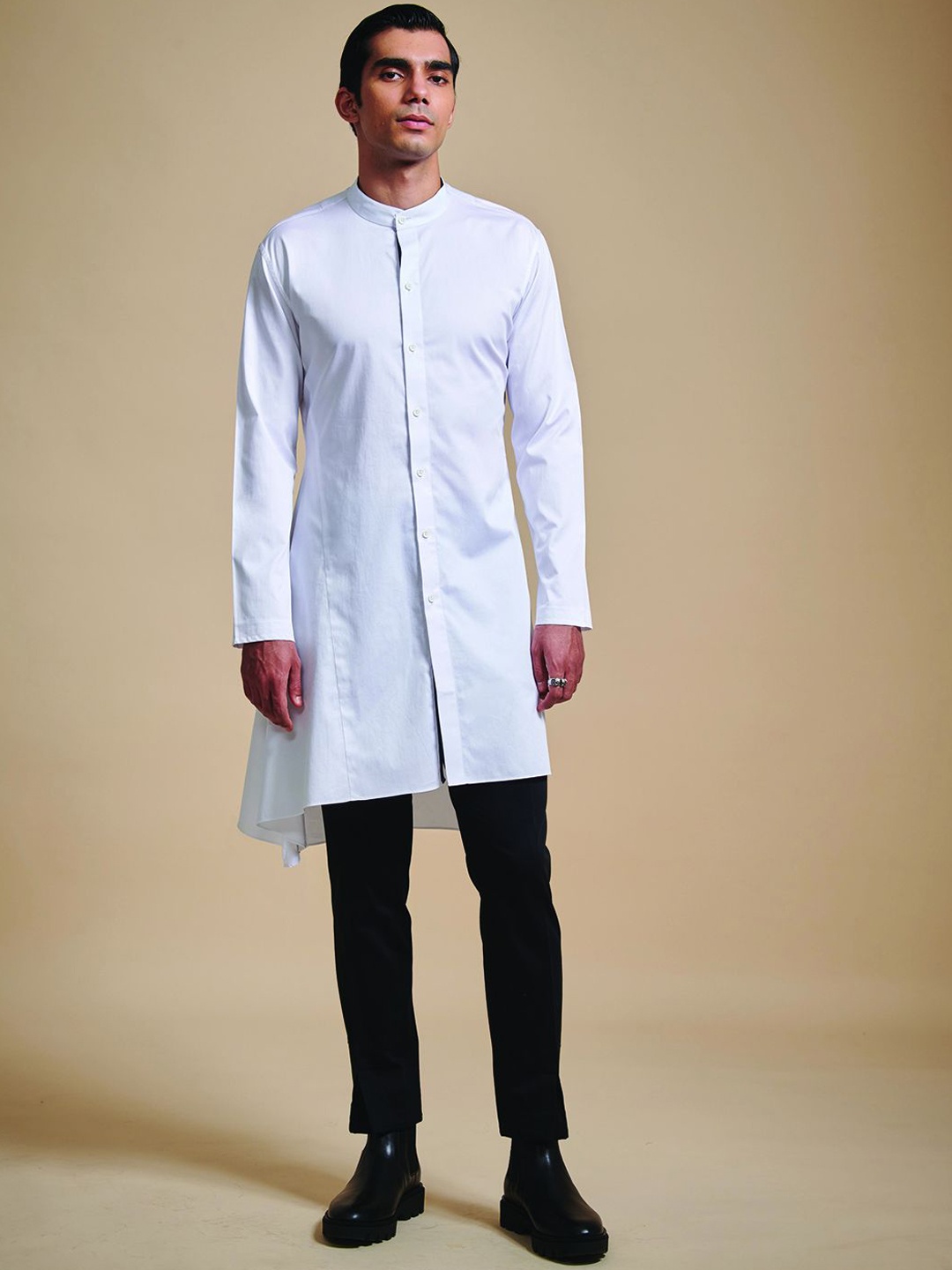 

RR Blue Men Thread Work Kurta, White