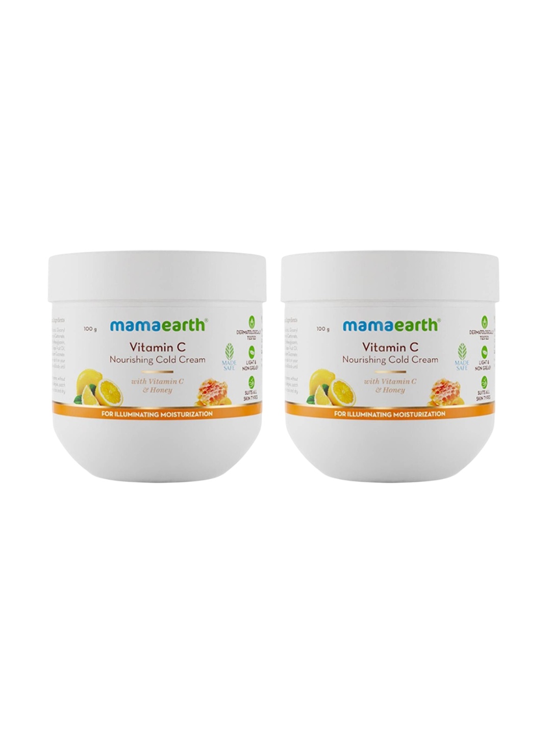 

Mamaearth Set Of 2 Vitamin C Nourishing Cold Cream With Honey - 100 g Each, White