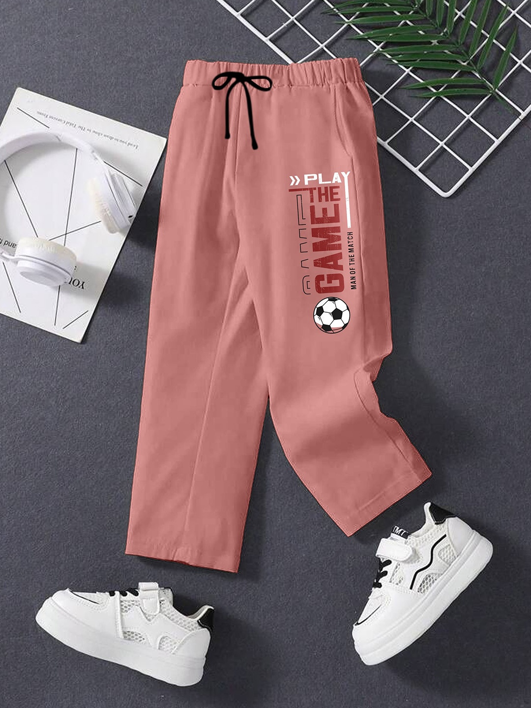 

CODEZ Boys Typography Printed Mid-Rise Track Pants, Pink