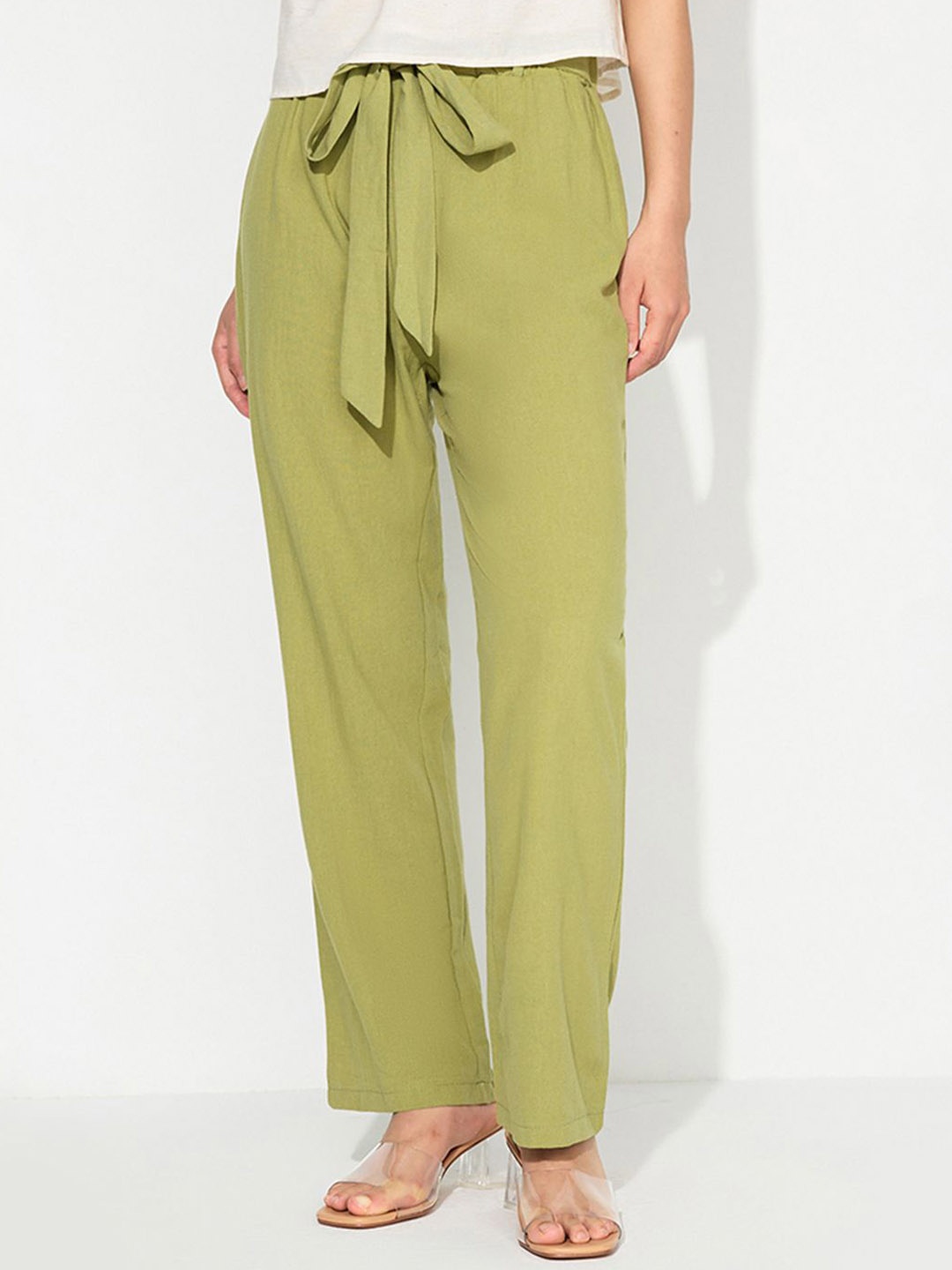 

StyleCast Women Relaxed Regular Fit Cotton Trousers, Green