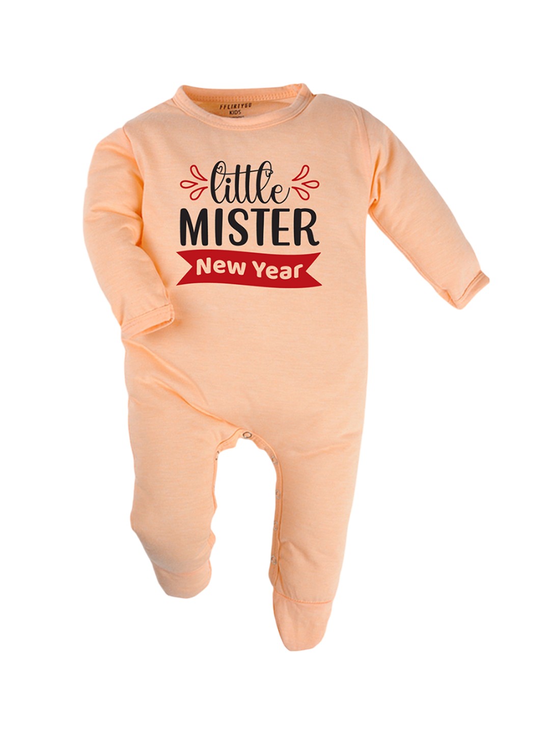 

FFLIRTYGO Infants Printed Pure Cotton Sleepsuit, Peach