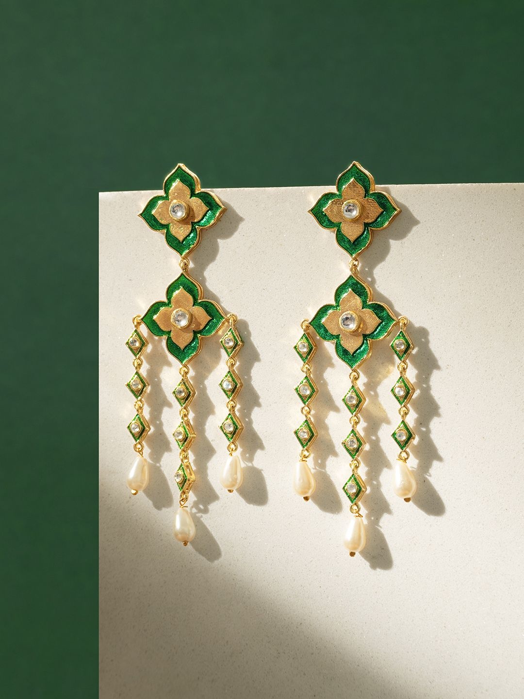 

TEEJH Contemporary Drop Earrings, Green