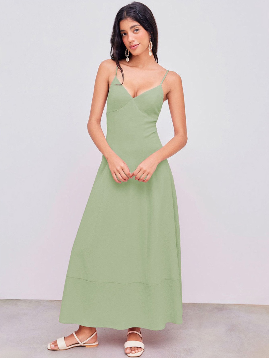 

DressBerry Women Shoulder Straps A-Line Maxi Dress, Green