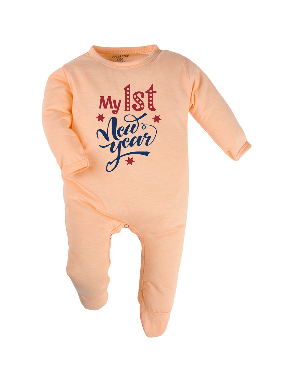

FFLIRTYGO Infants Printed Pure Cotton Sleepsuit, Peach