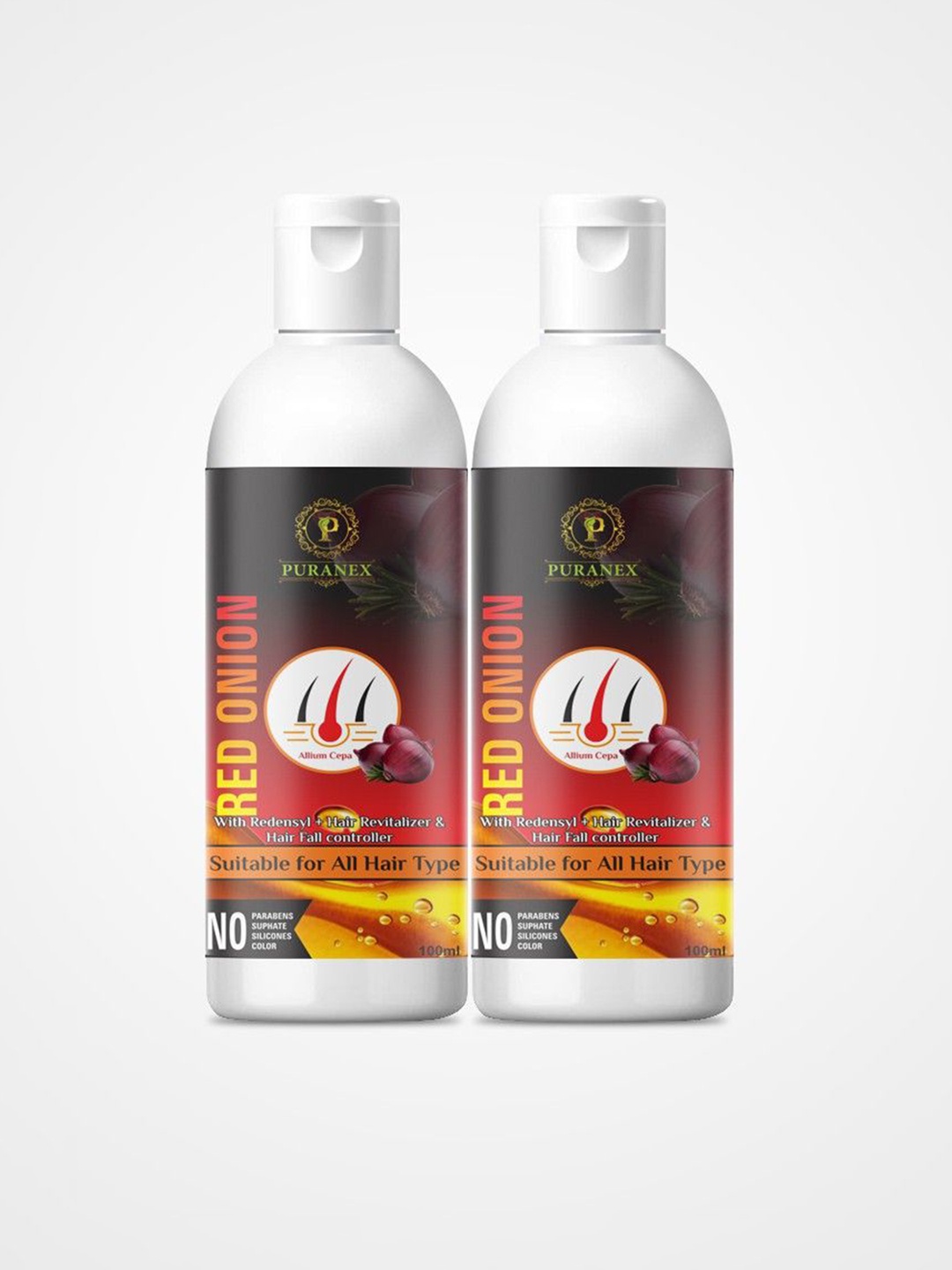 

Puranex Set Of 2 Cold Pressed Red Onion Oil For Hair & Skin - 100 ml Each, Transparent