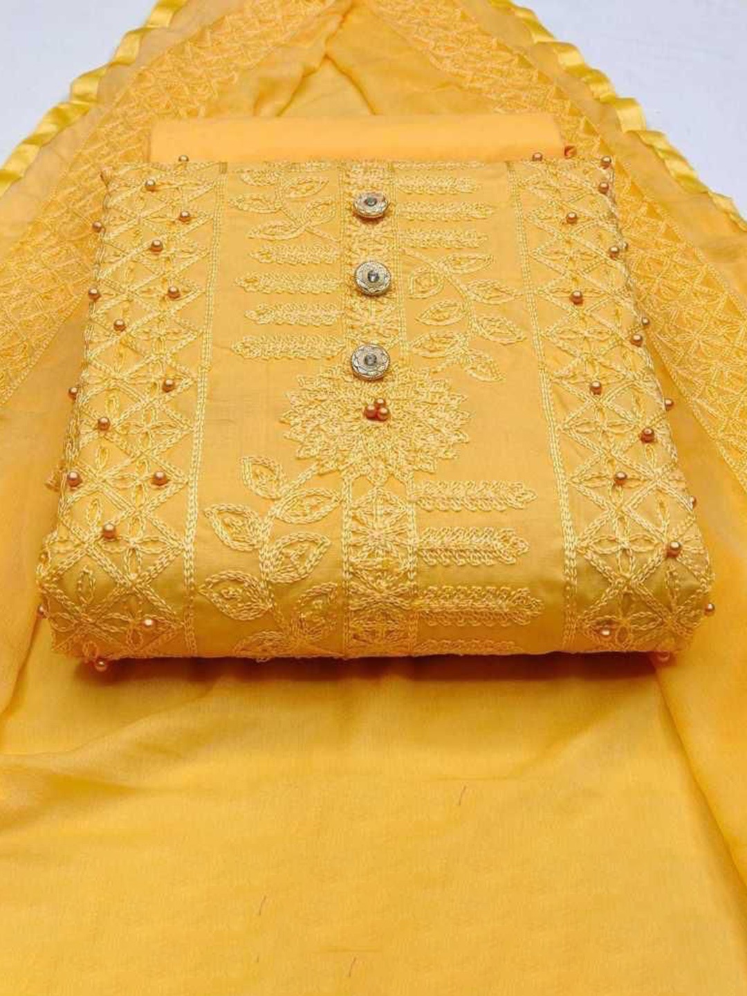 

Suha Unstitched Dress Material, Yellow