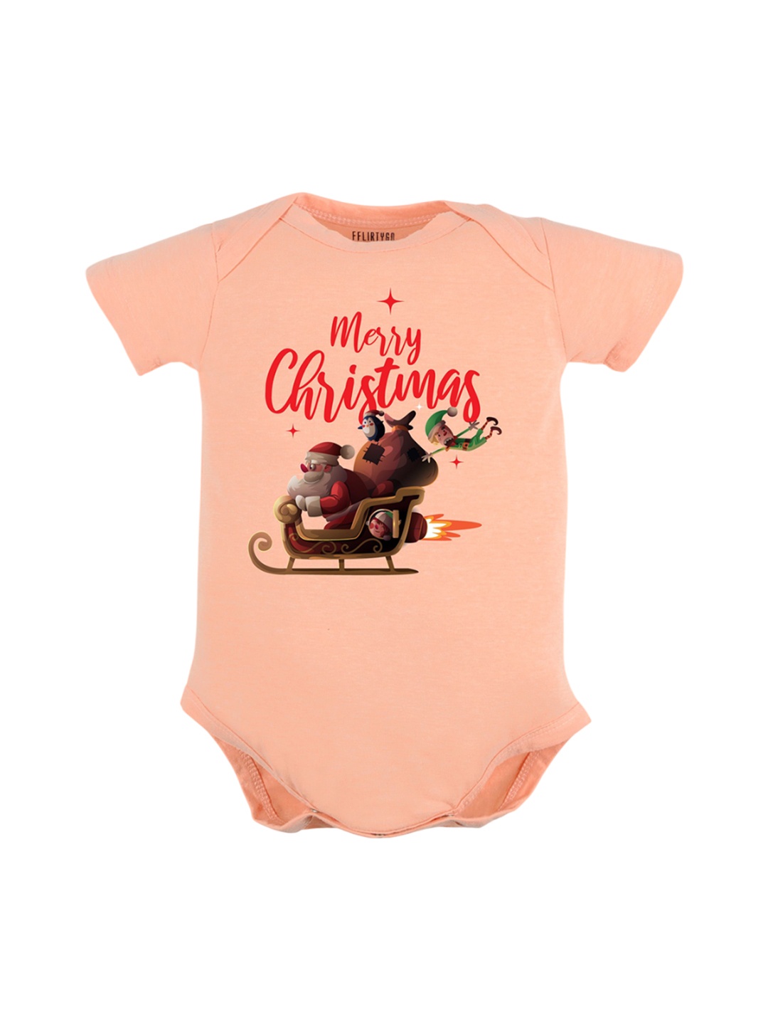 

FFLIRTYGO Infants Printed Cotton Bodysuit, Peach