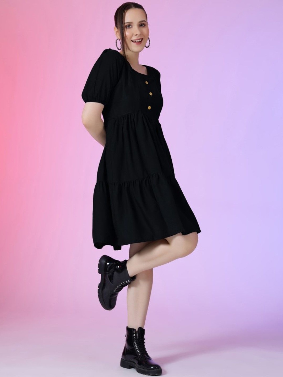 

Raiyani Enterprise Women Fit & Flare Dress, Black