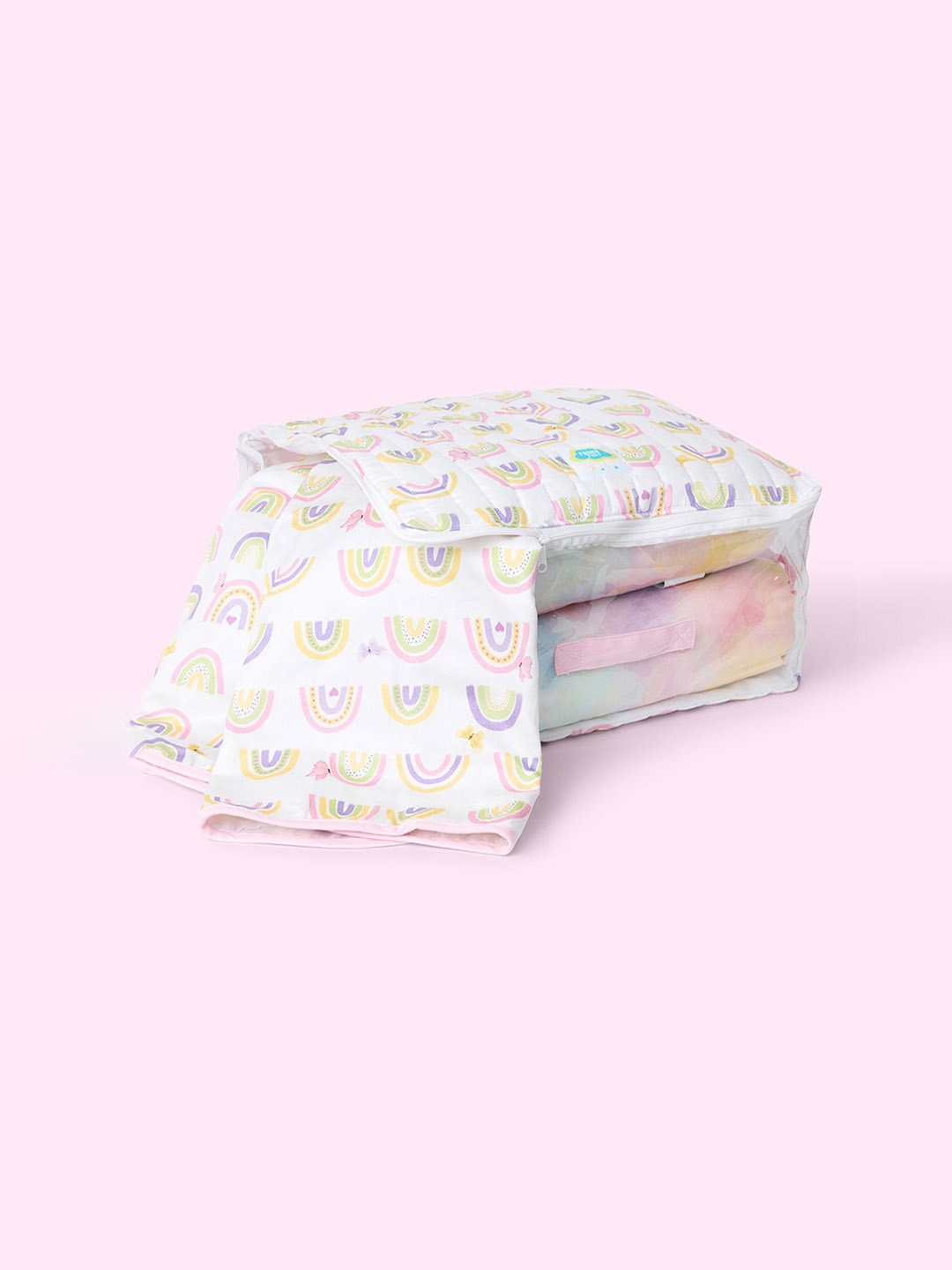 

Fancy Fluff Girls Printed Organic Cotton Storage Bag, Pink