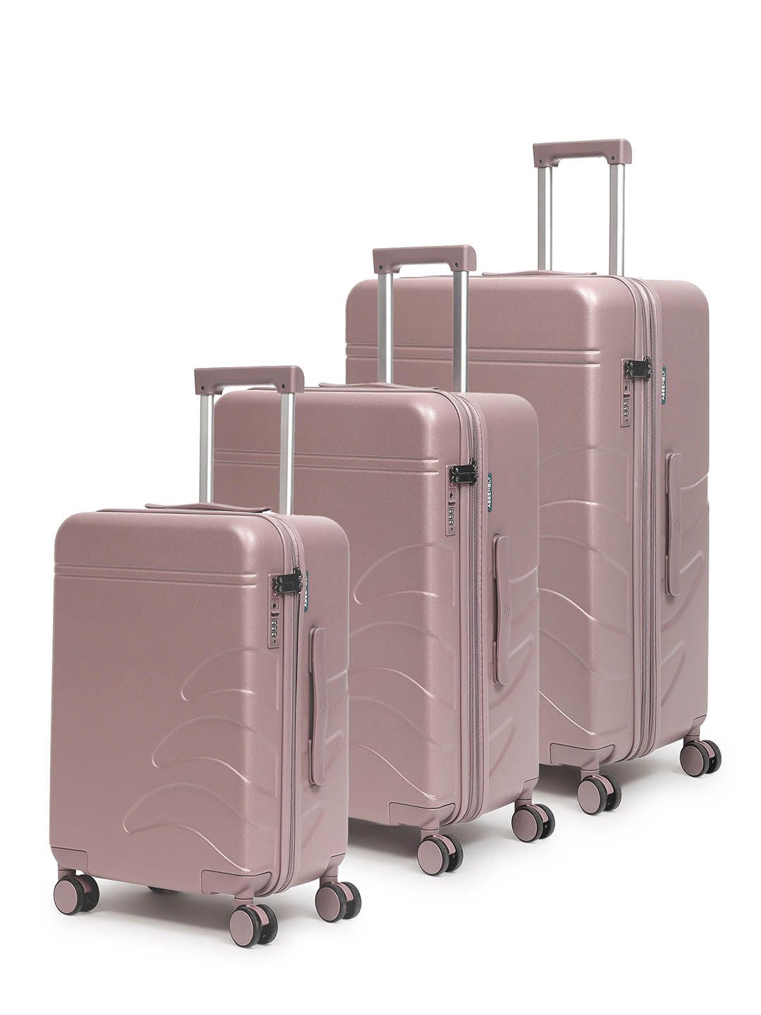 

Assembly Unisex Set Of 3 Textured Hard-Sided Trolley Suitcase, Brown
