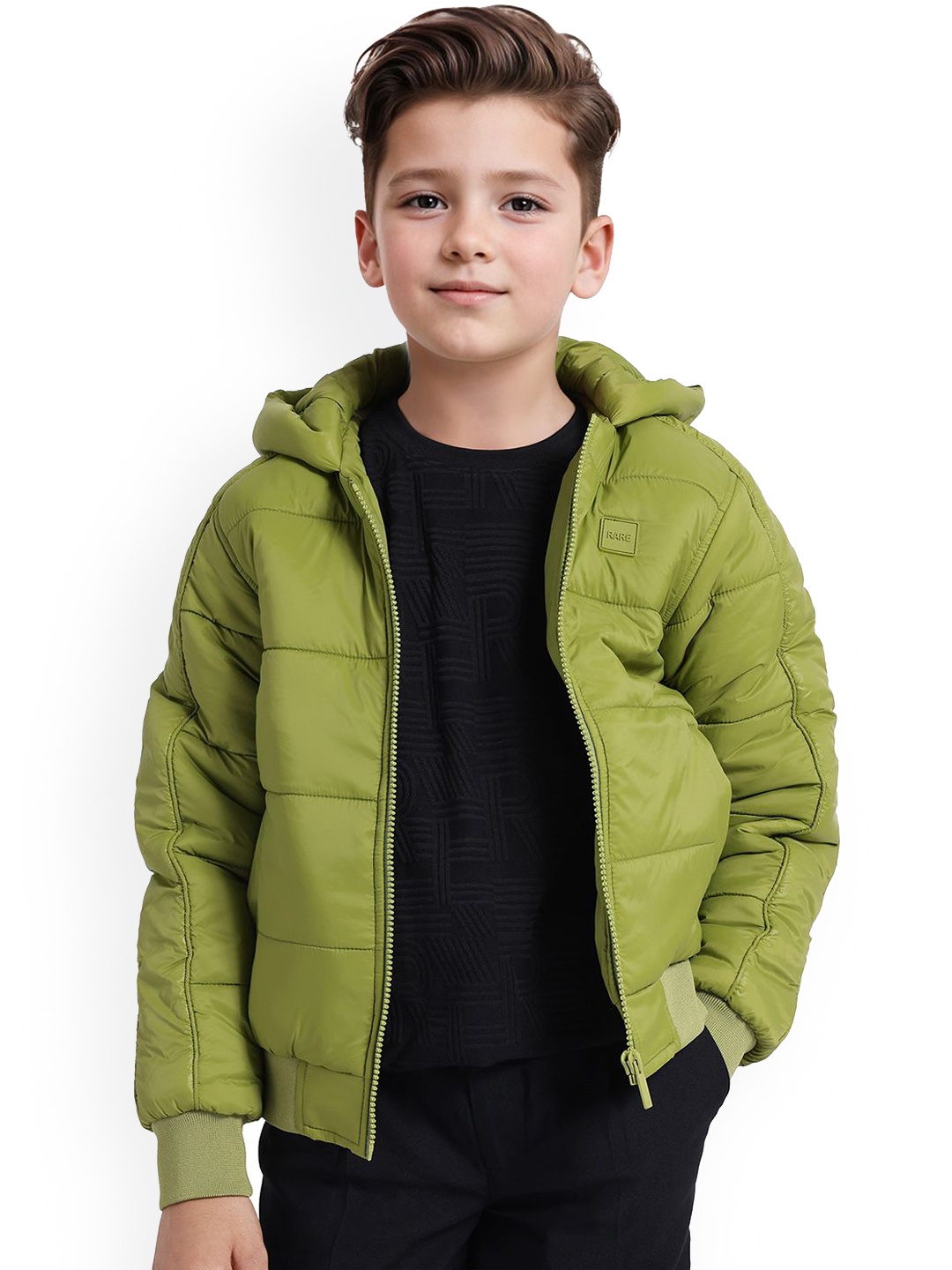 

Rare Ones Boys Nylon Zipper Solid Jacket, Green