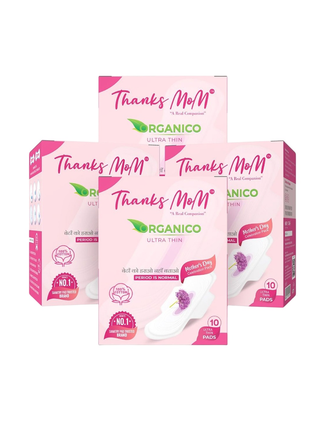 

THANKS MOM Organico Ultra Thin Set Of 4 Pads -XXL - 10 Pads Each, White