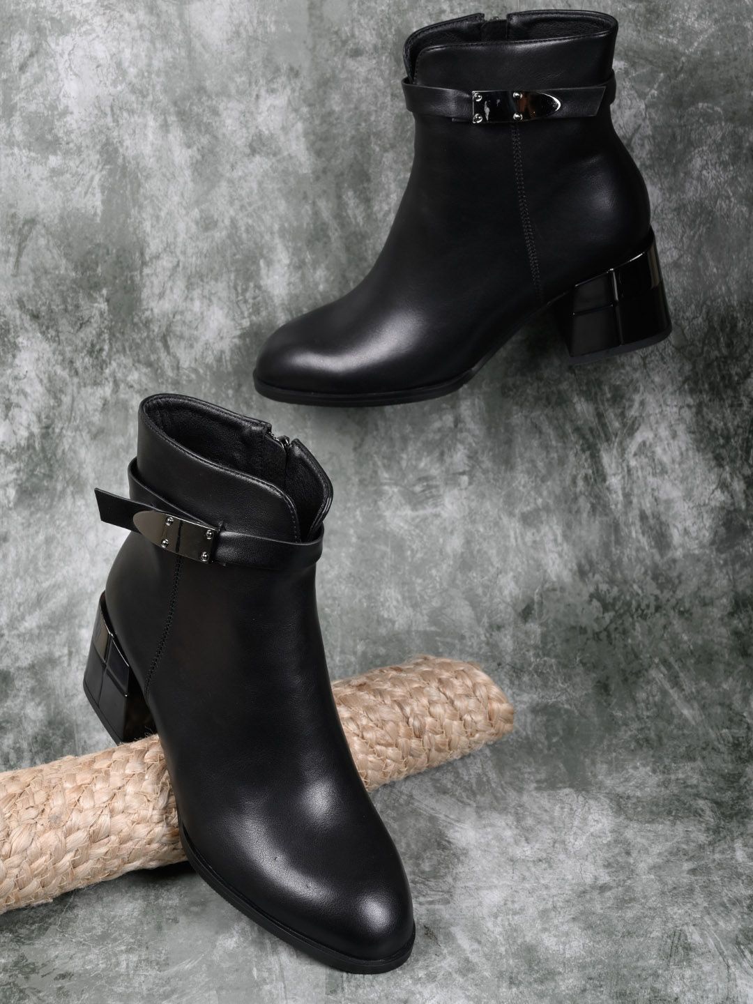 

Ronnie Grey Women PU Ankle Length Regular Boots, Black