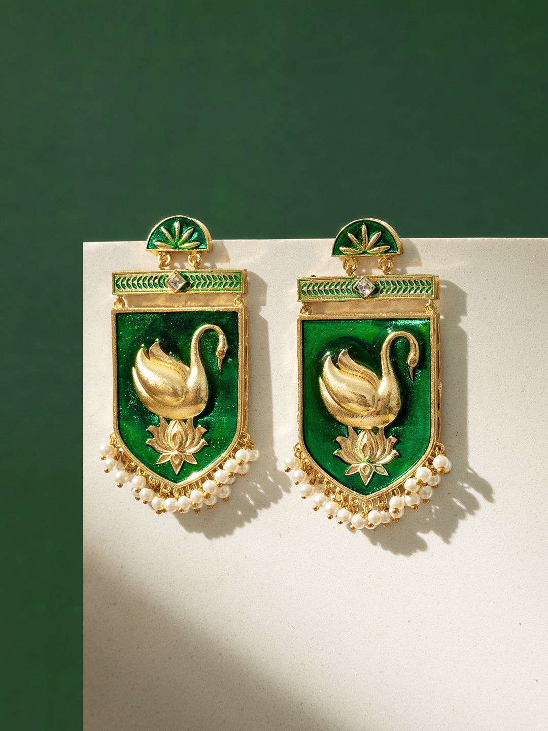 

TEEJH Contemporary Drop Earrings, Green