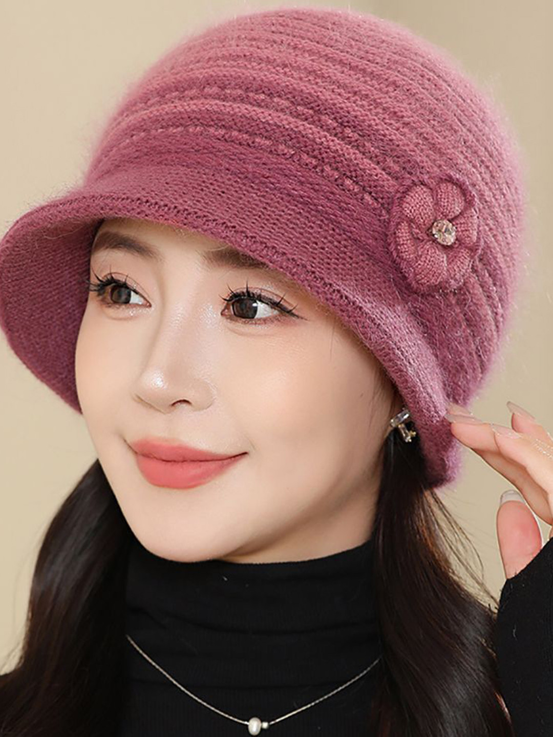 

StyleCast x Revolte Women Self Design Beanie, Purple