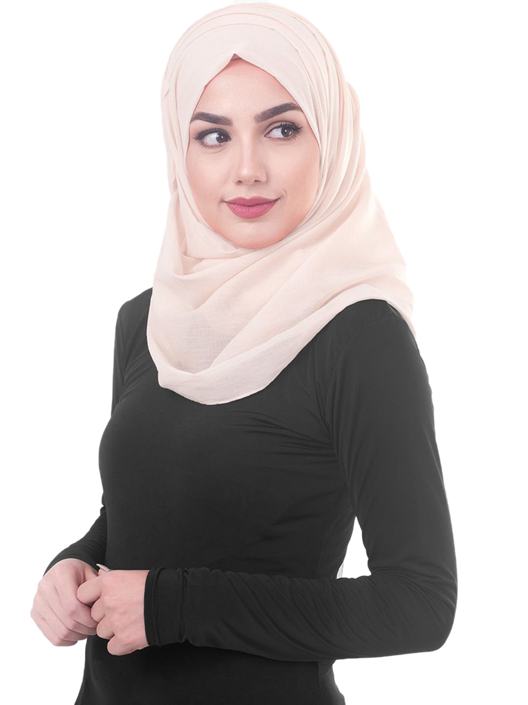 

IDH London Woven Round Neck HijabBurqa With Scarf, Pink