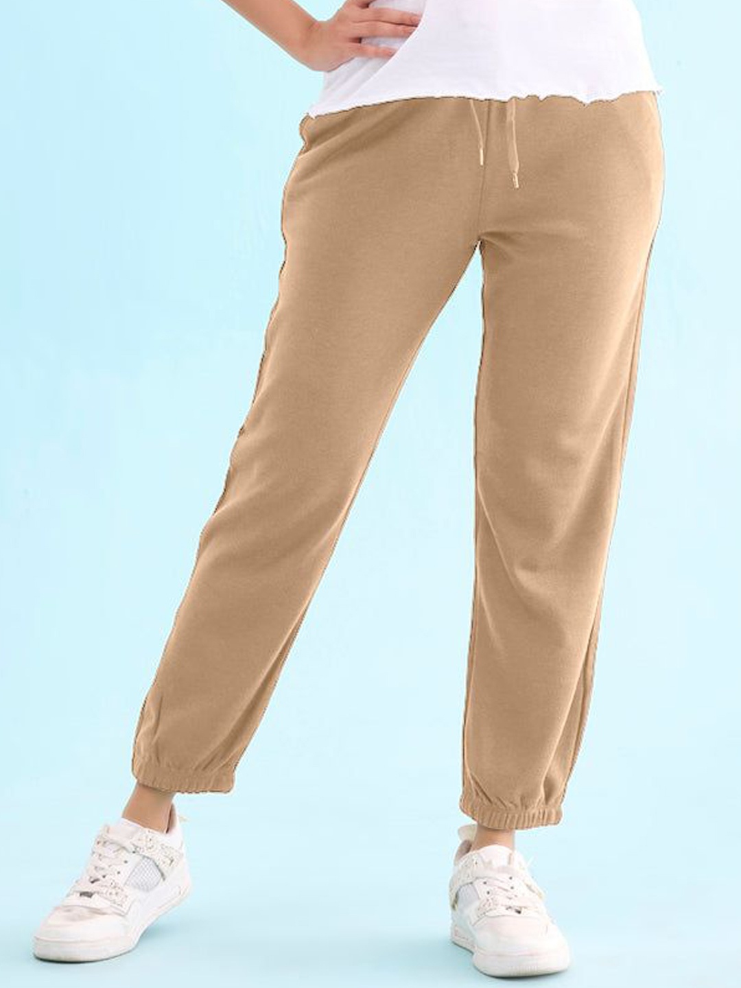 

Go Colors Women Loose Fit Mid-Rise Joggers, Khaki