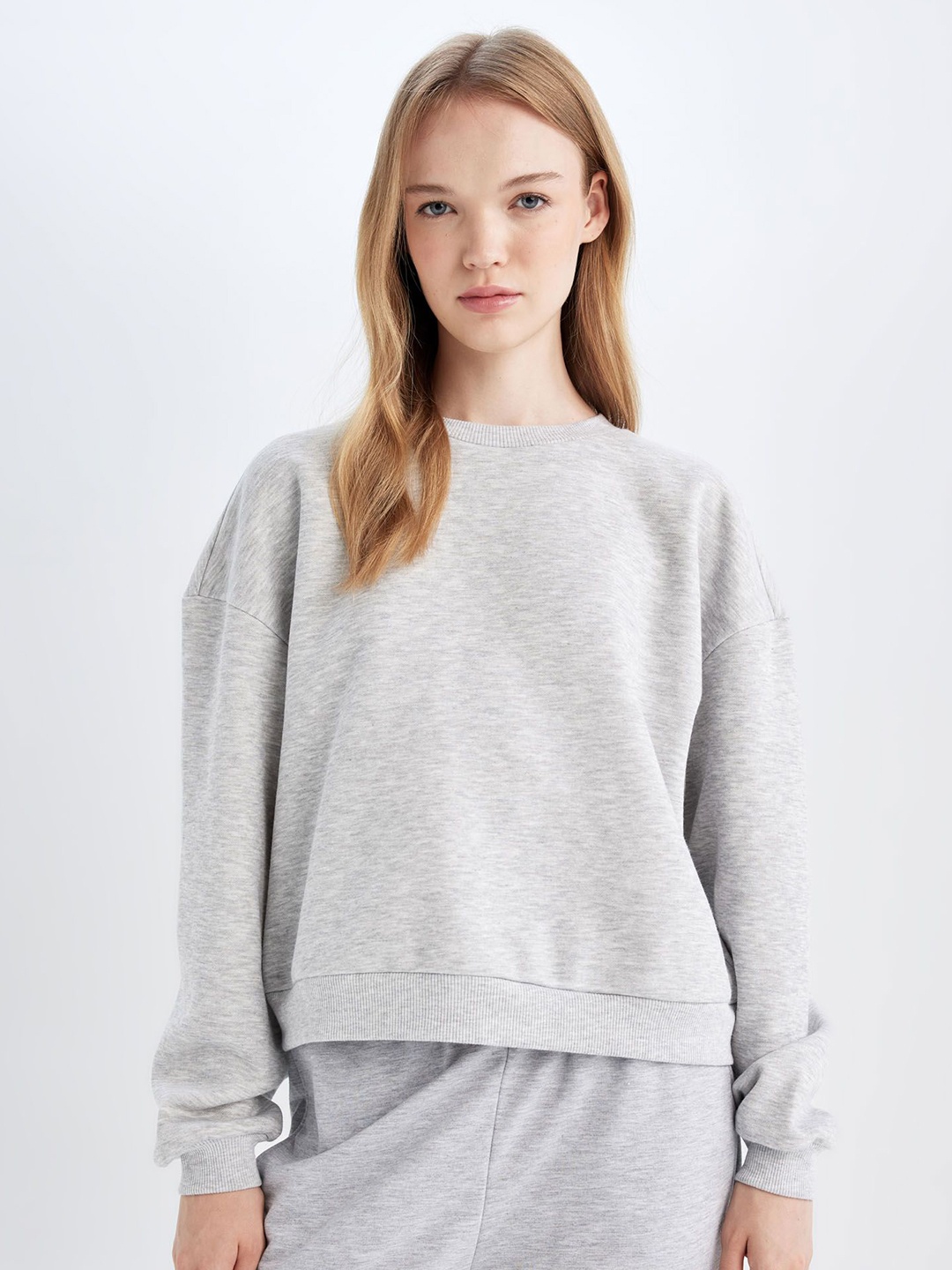 

DeFacto Women Knitted Pullover Sweatshirt, Grey