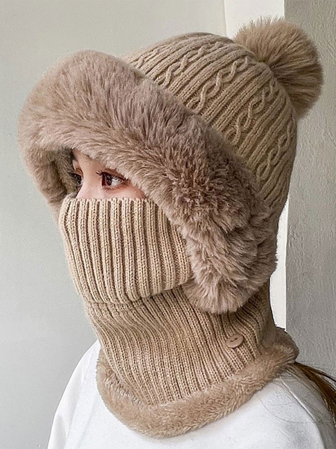 

StyleCast x Revolte Women Self Design Balaclava, Khaki