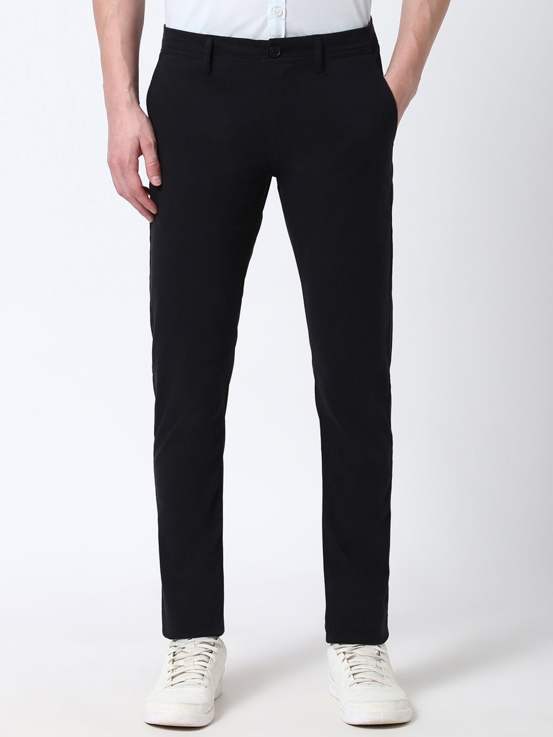 

Peter England Casuals Men Skinny Fit Formal Trousers, Black