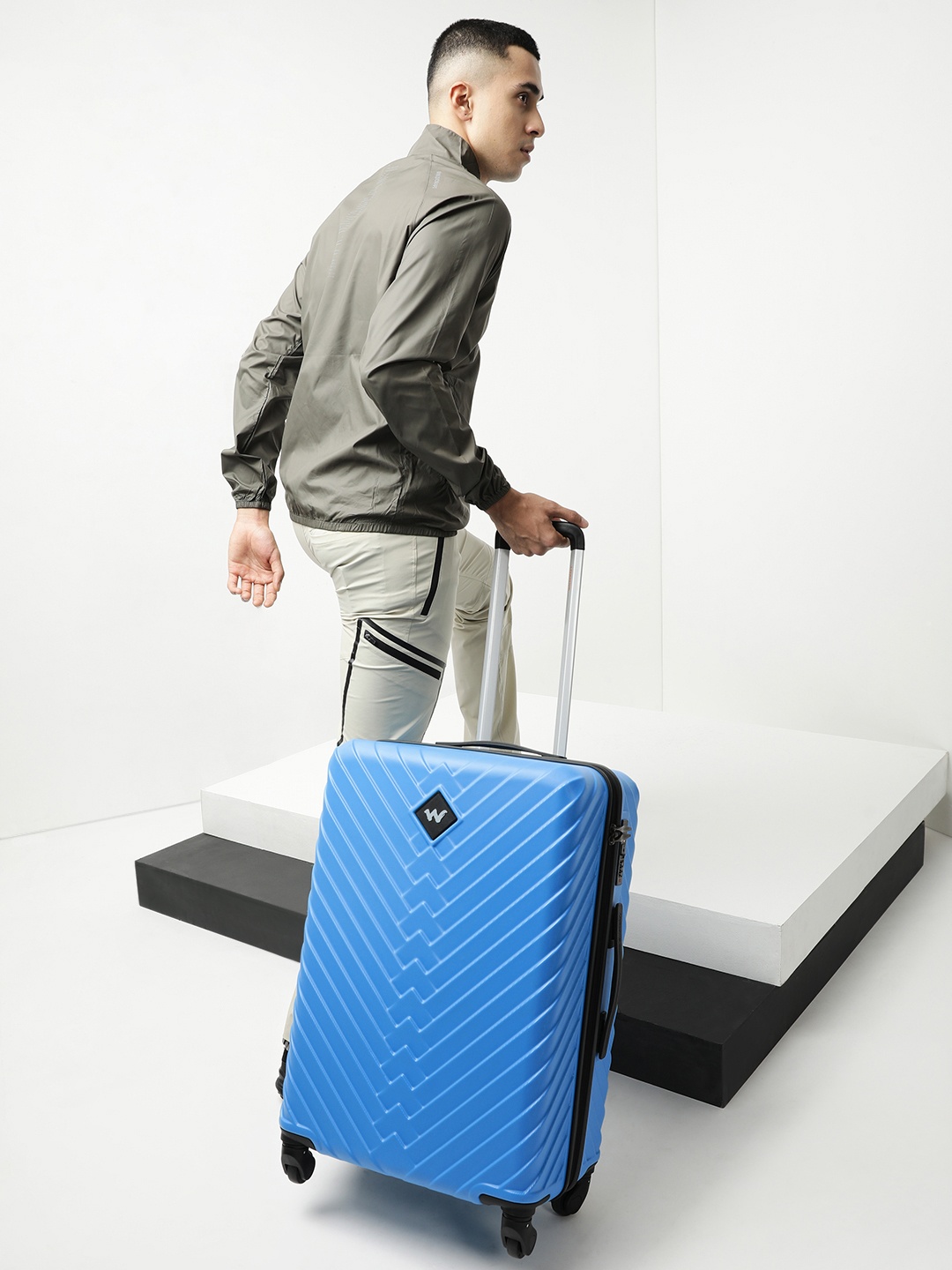 

Wildcraft Citron Textured Hard Sided Medium Trolley Suitcase, Blue
