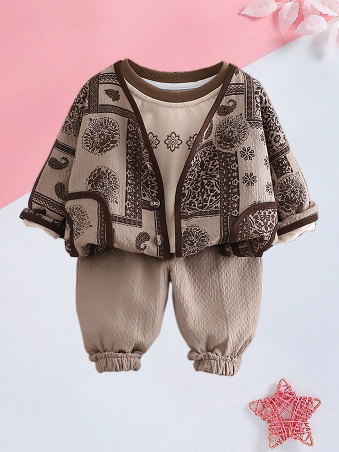 

FOREVER FRIDAY Boys Printed Top with Trousers, Beige
