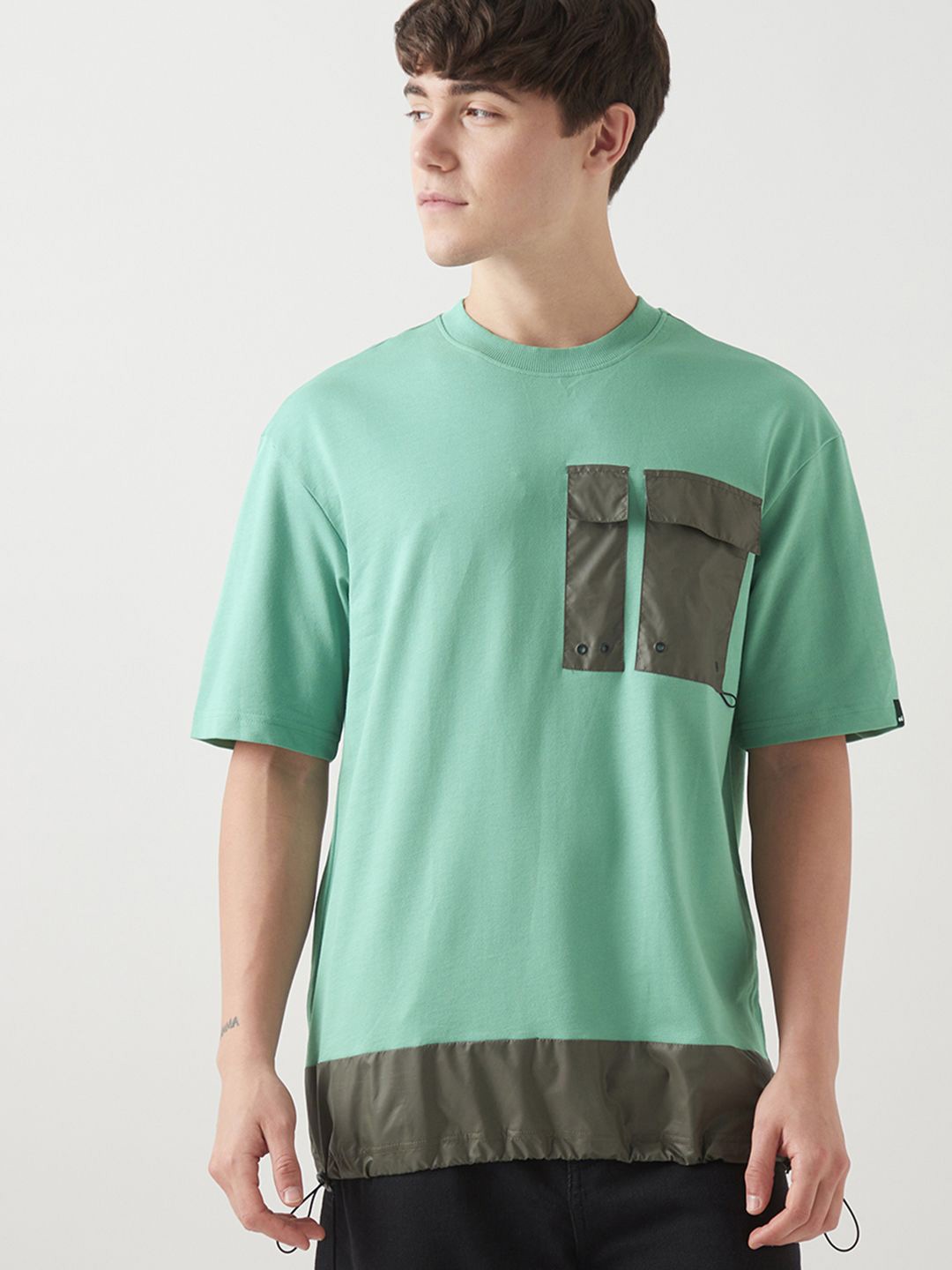 

Bewakoof Heavy Duty Men Colourblocked T-shirt, Green