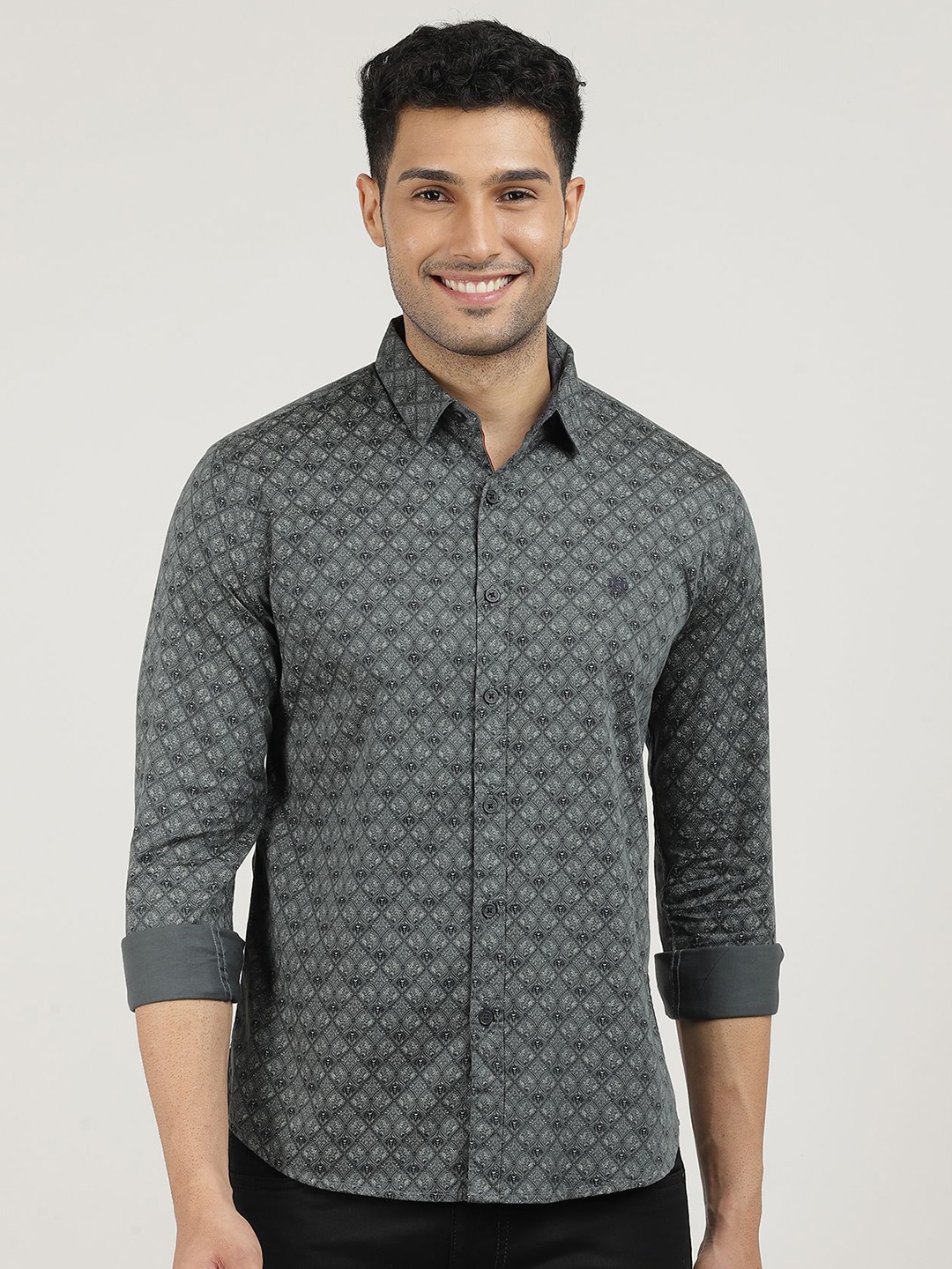 

DRAGON HILL Men Classic Slim Fit Floral Opaque Printed Casual Shirt, Green