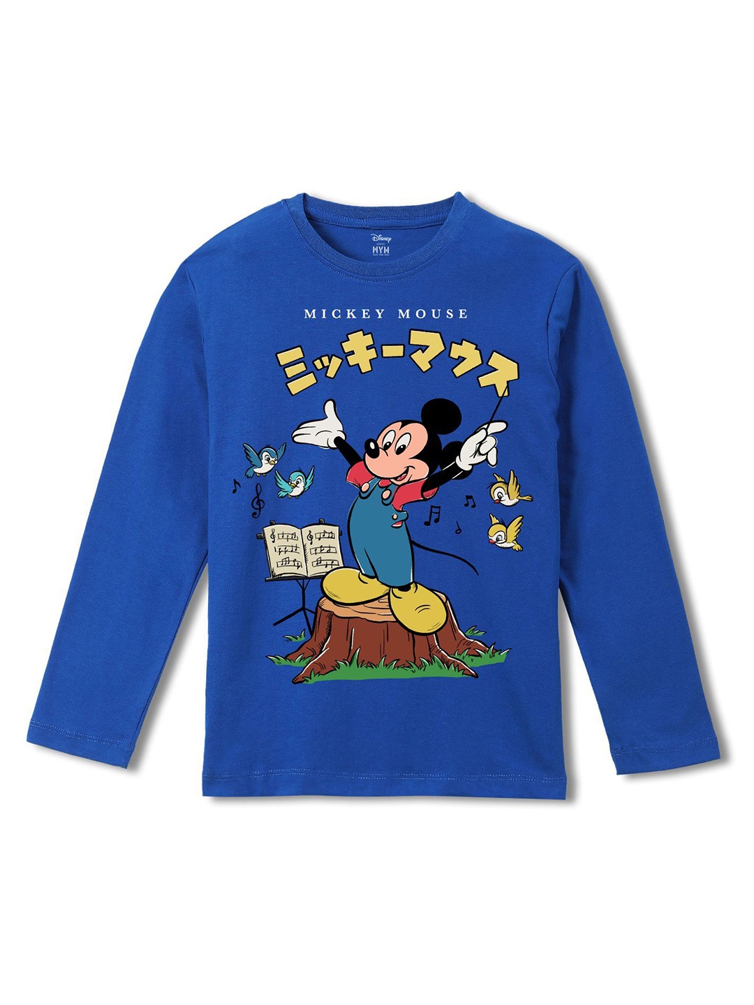 

Wear Your Mind Boys Mickey Mouse Printed Pure Cotton Applique T-shirt, Blue