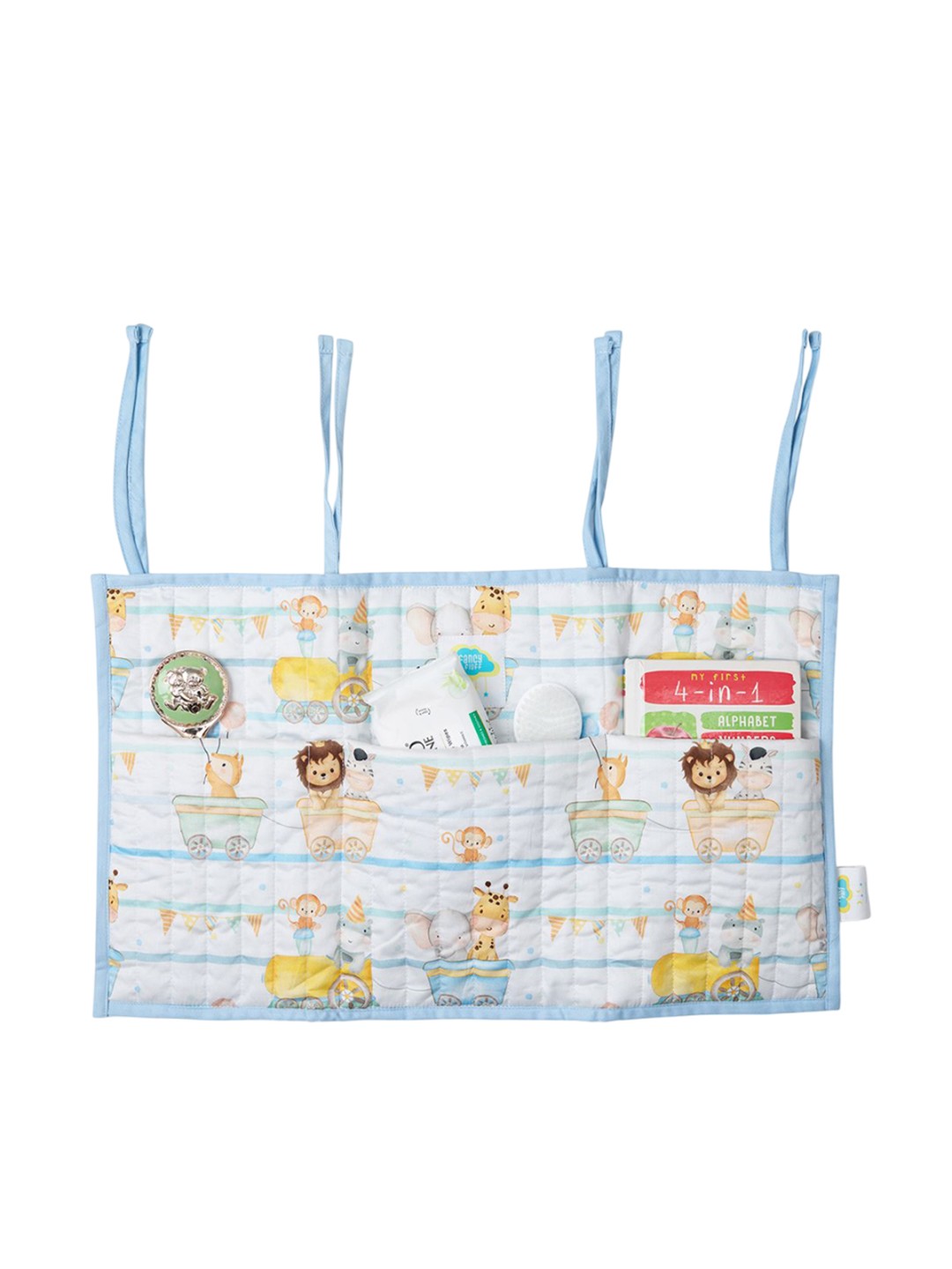 

Fancy Fluff Organic Crib Organiser - Joy Ride, Blue