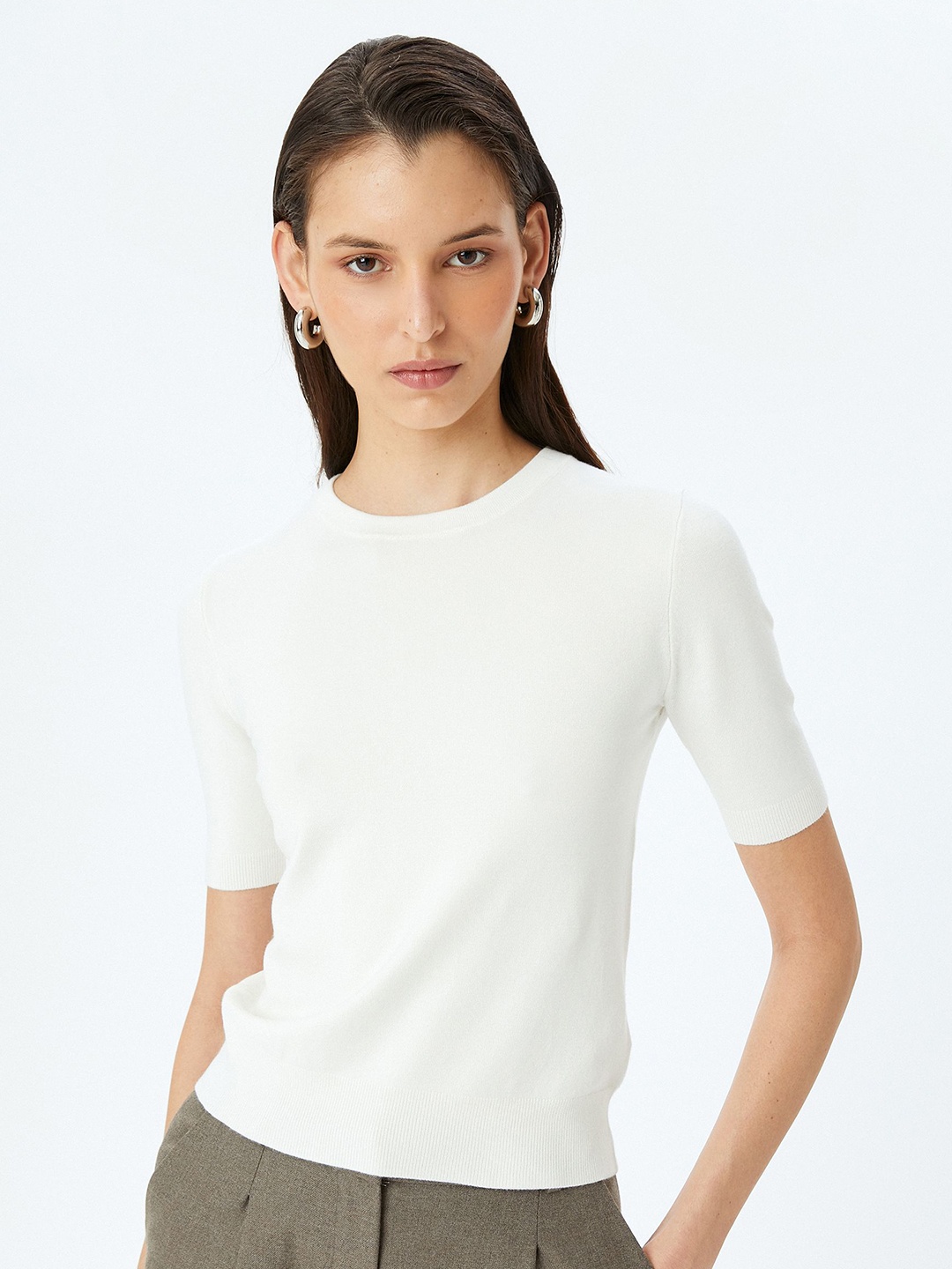 

Koton Women Round Neck Pullover, White