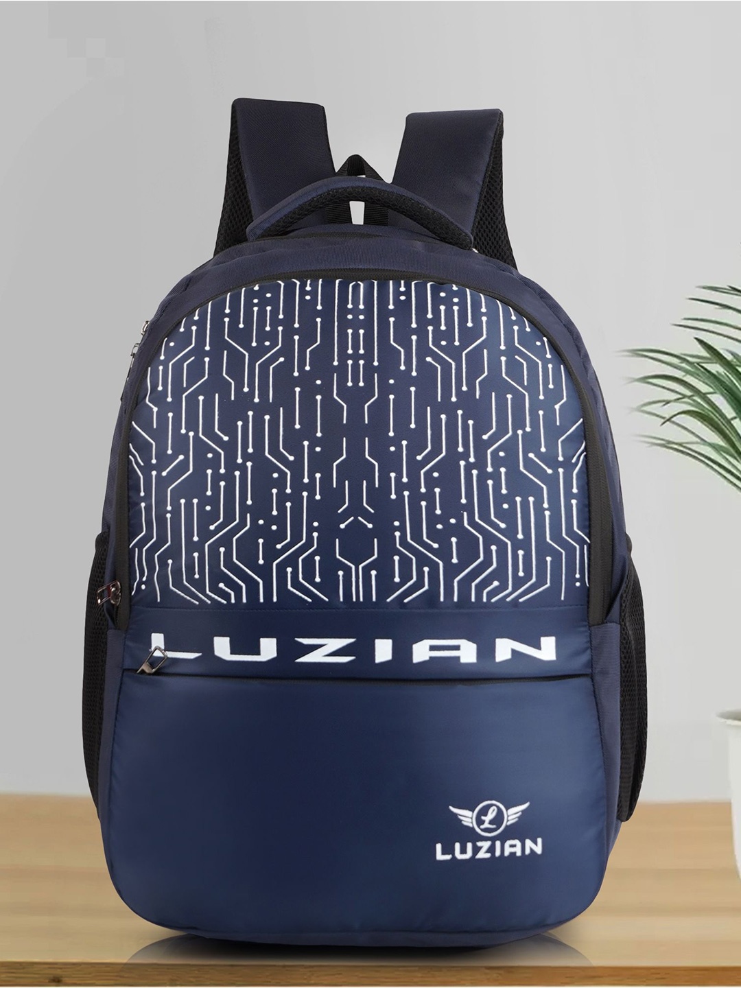 

Luzian Men Brand Logo Padded Backpack, Blue