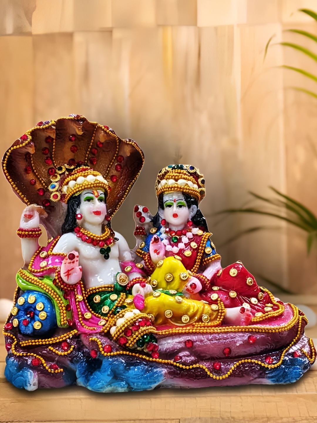 

NAYRA HANDICRAFTS Polyresin Sheshnaag Lord Vishnu Laxmi Murti Narayan Idol, Multi