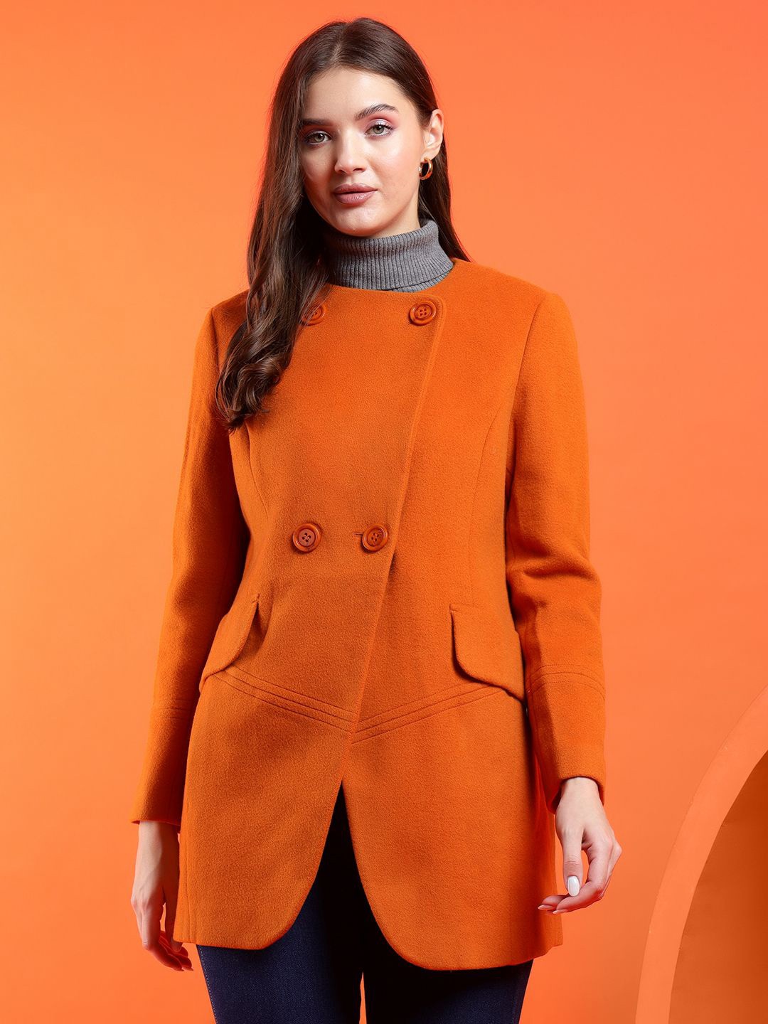 

Kotty Women Longline Overcoat, Orange